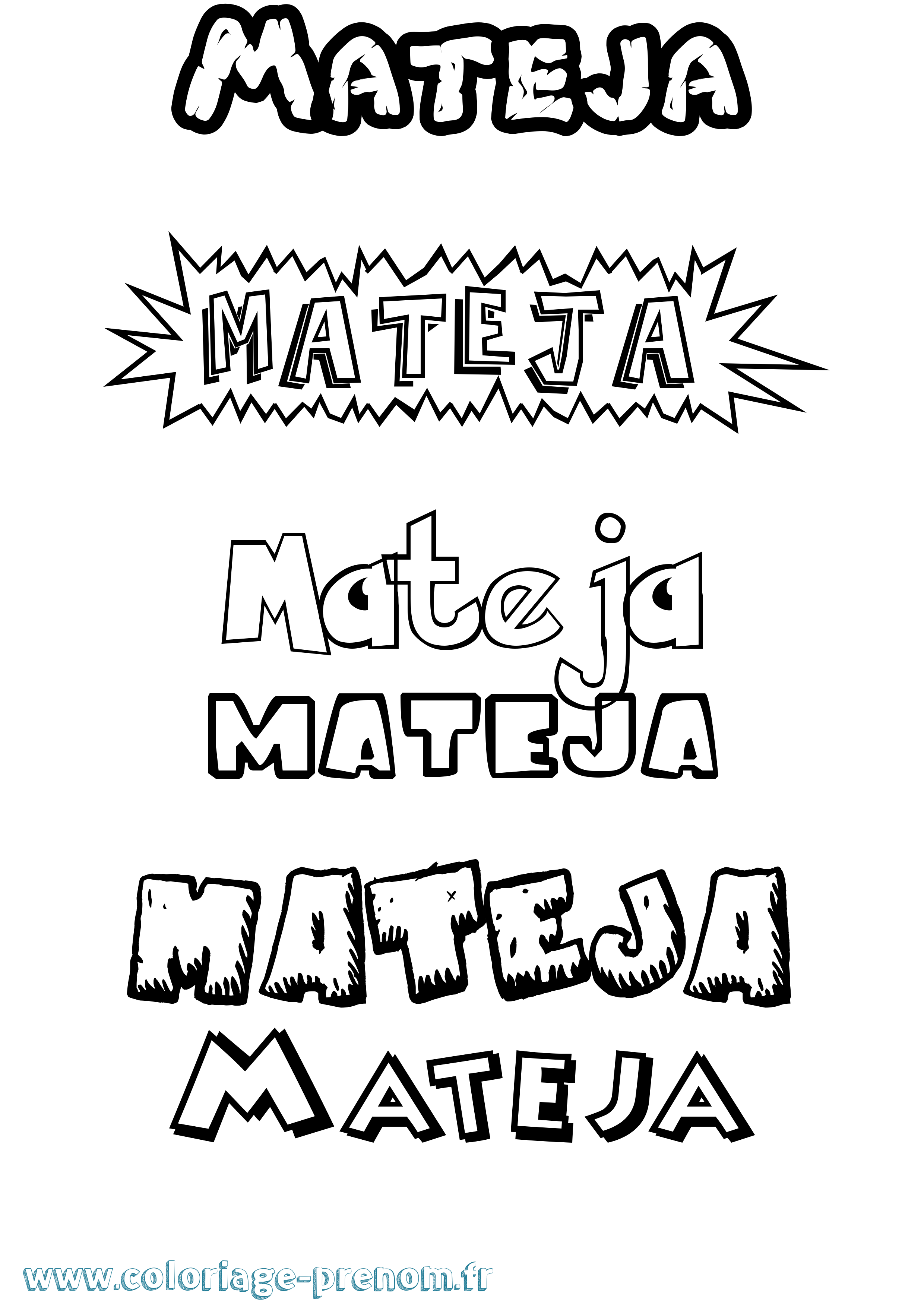Coloriage Mateja Dessin Animé Coloriage prénom Mateja Dessin Animé