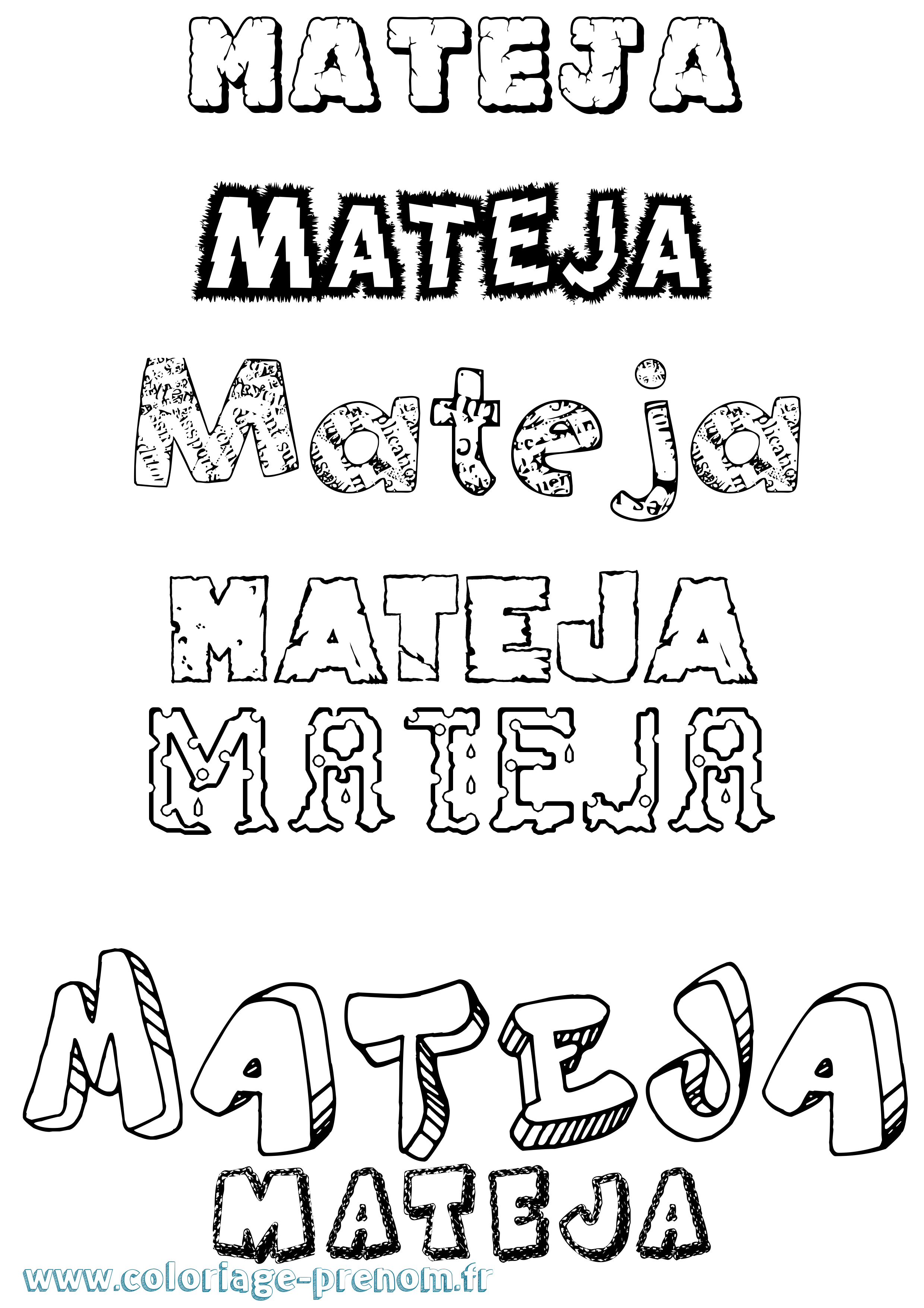 Coloriage Mateja Destructuré Coloriage prénom Mateja Destructuré