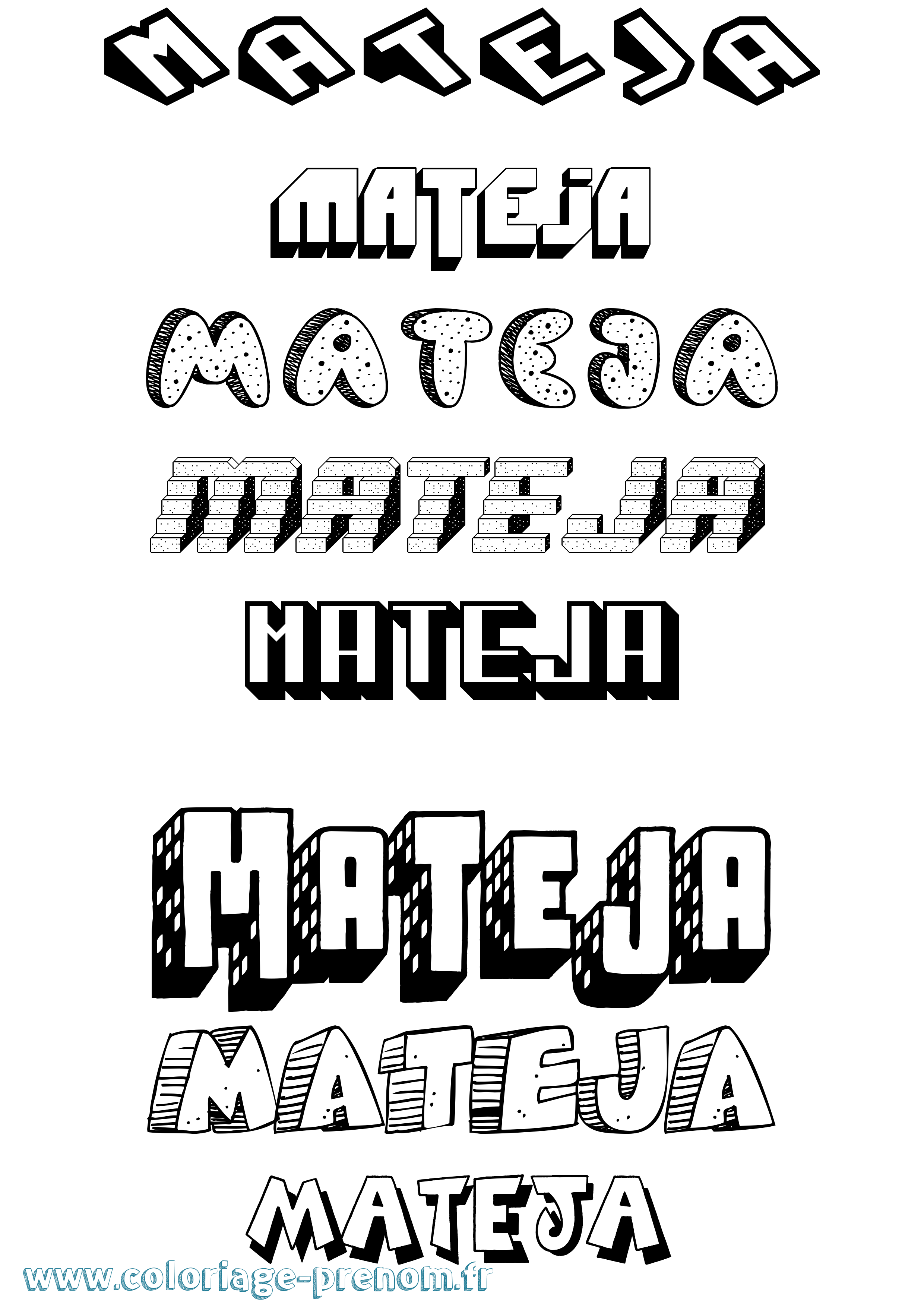 Coloriage Mateja Effet 3D Coloriage prénom Mateja Effet 3D