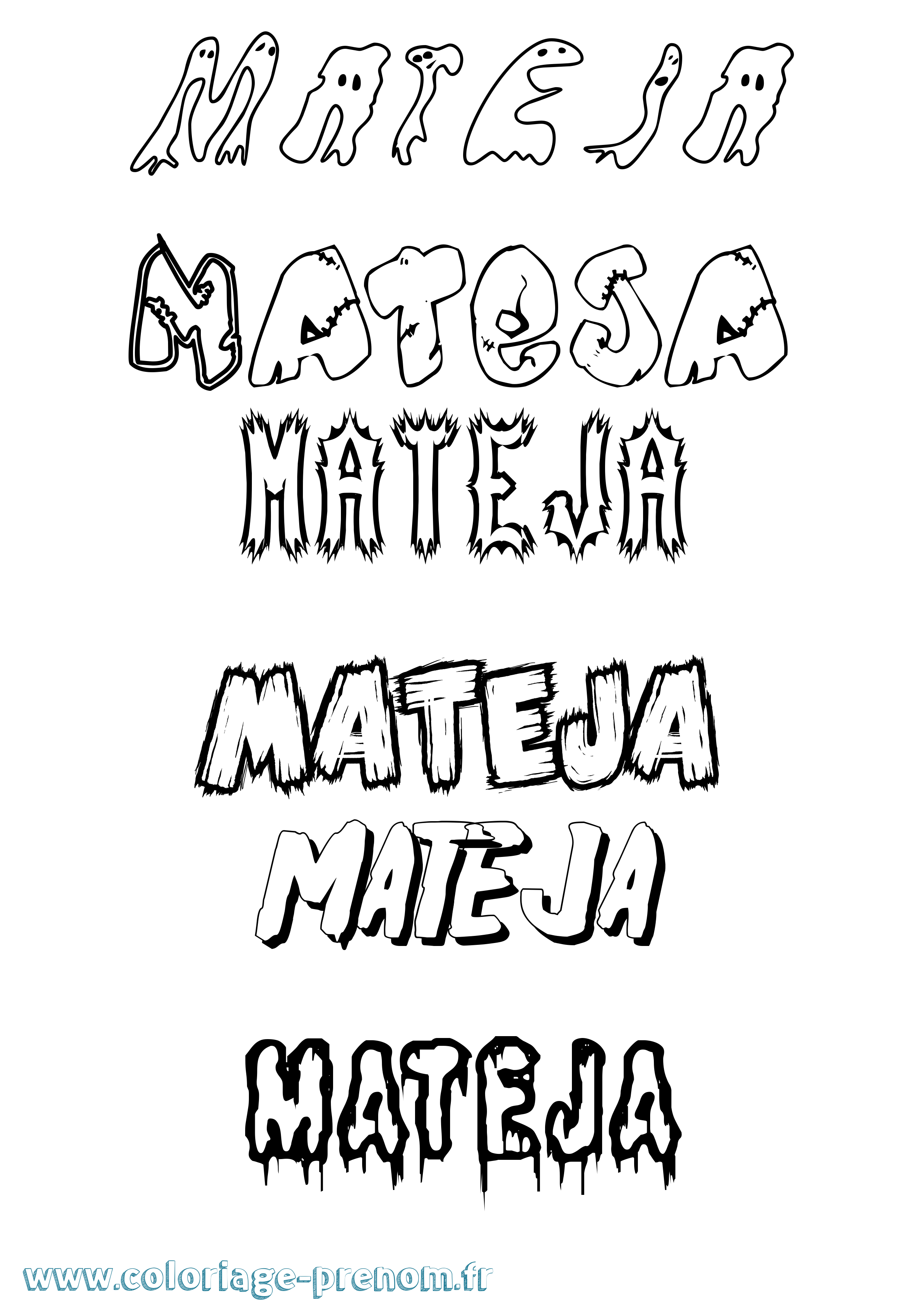 Coloriage prénom Mateja Frisson