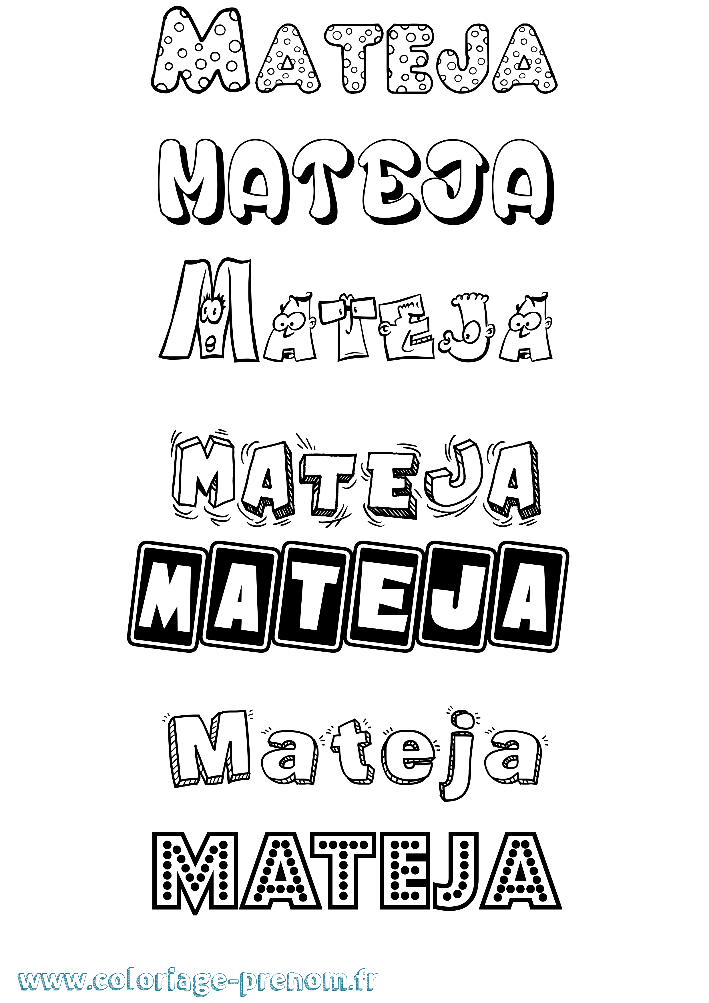 Coloriage prénom Mateja Fun