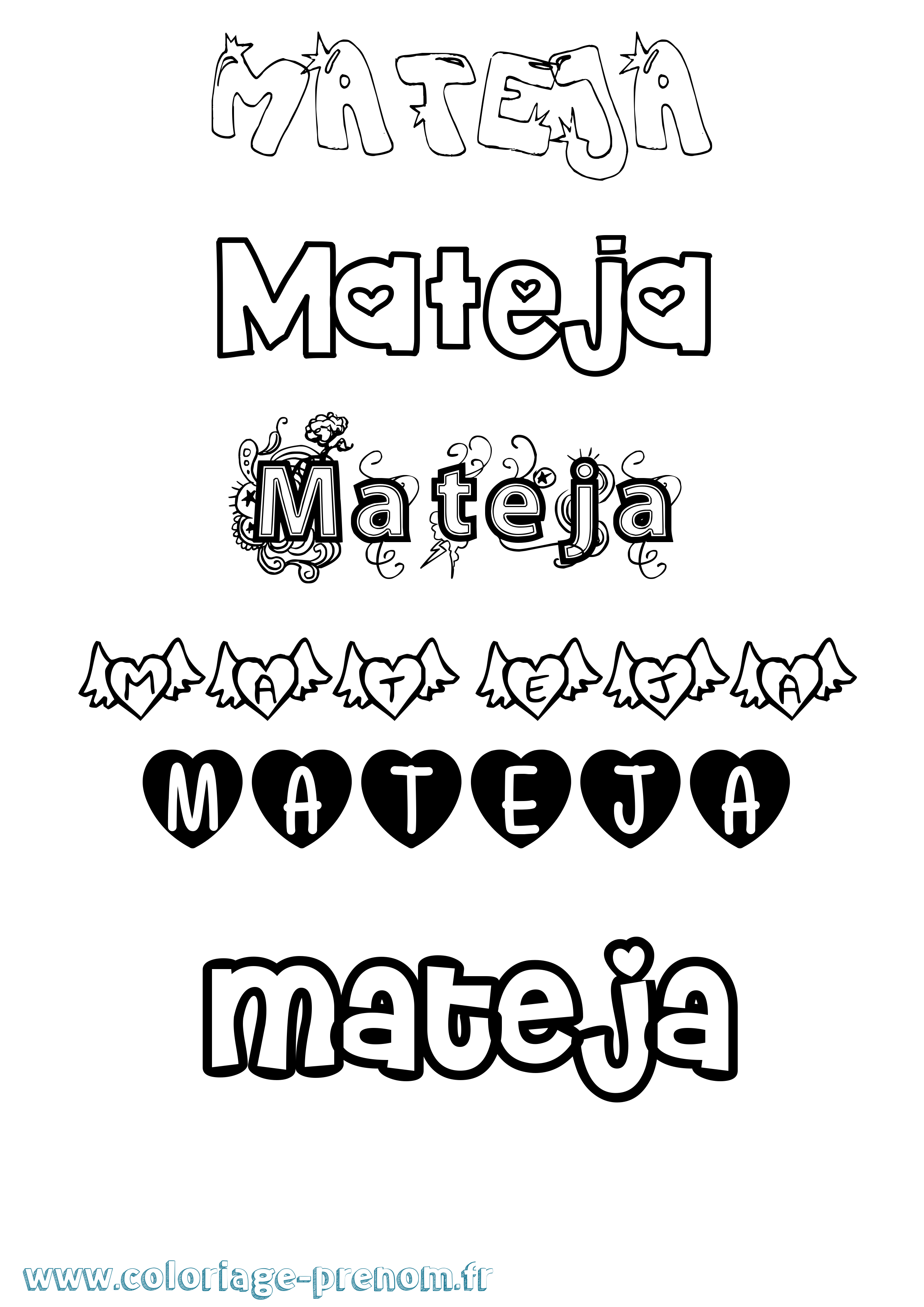 Coloriage Mateja Girly Coloriage prénom Mateja Girly