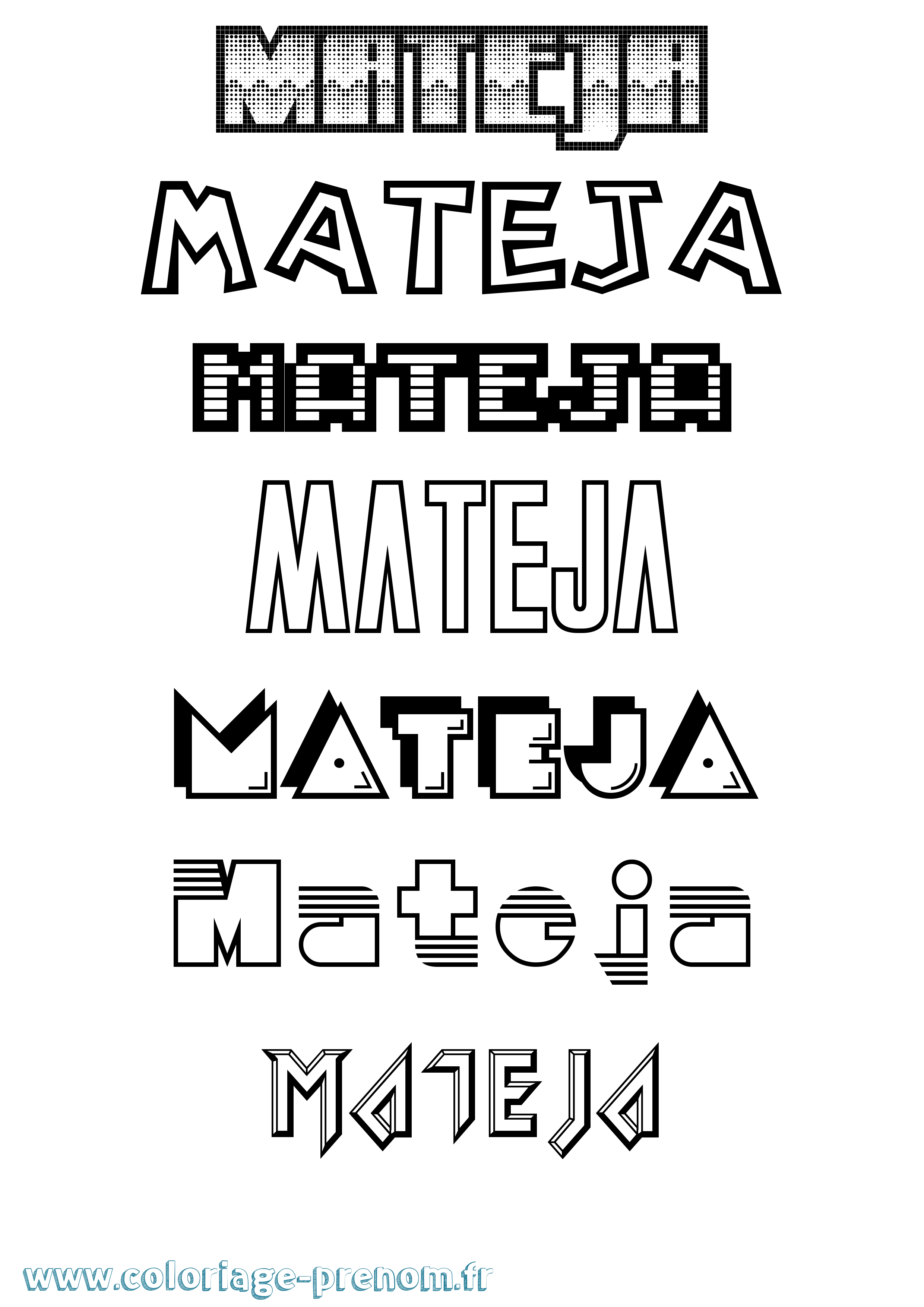 Coloriage Mateja Jeux Vidéos Coloriage prénom Mateja Jeux Vidéos