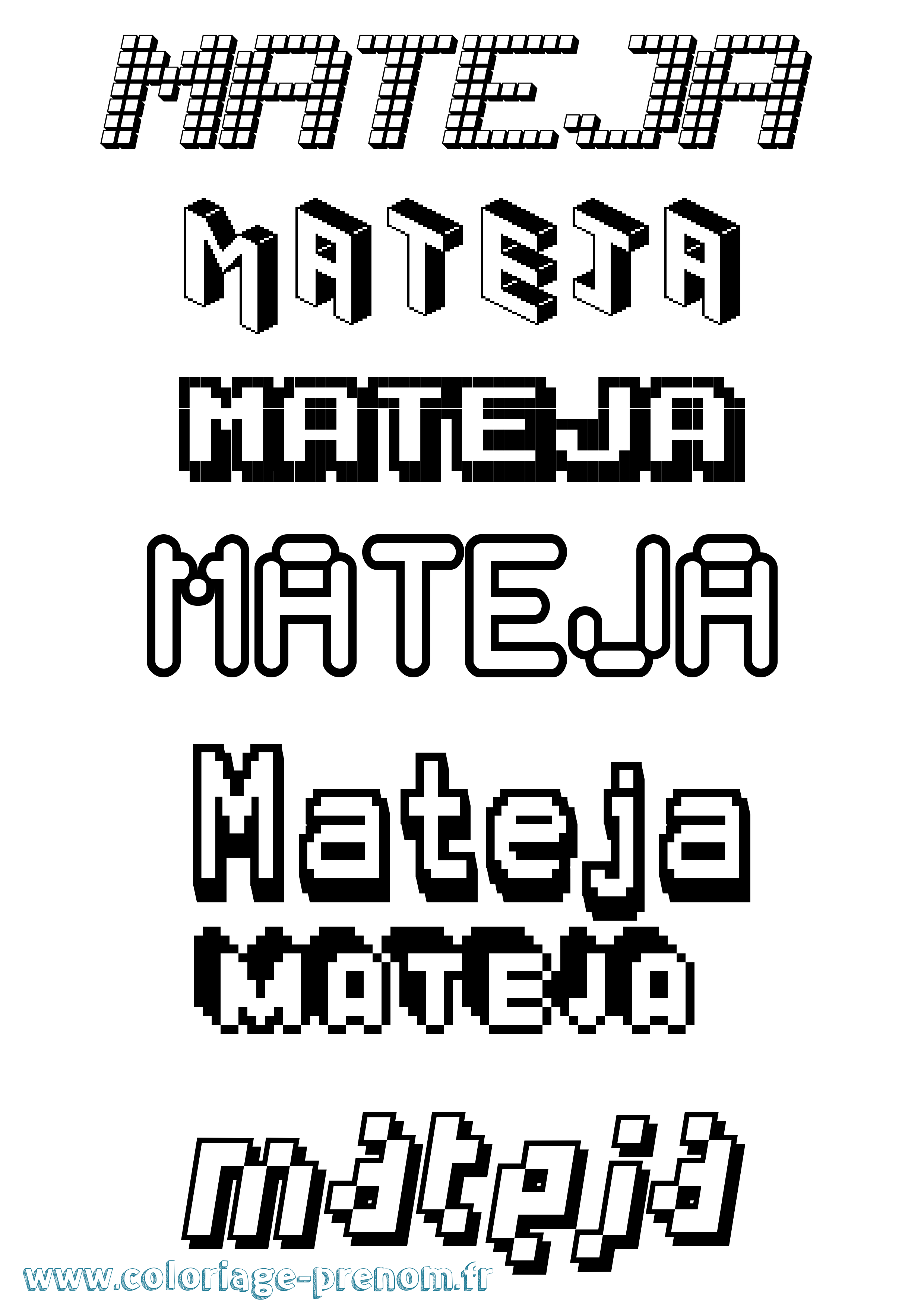 Coloriage Mateja Pixel Coloriage prénom Mateja Pixel