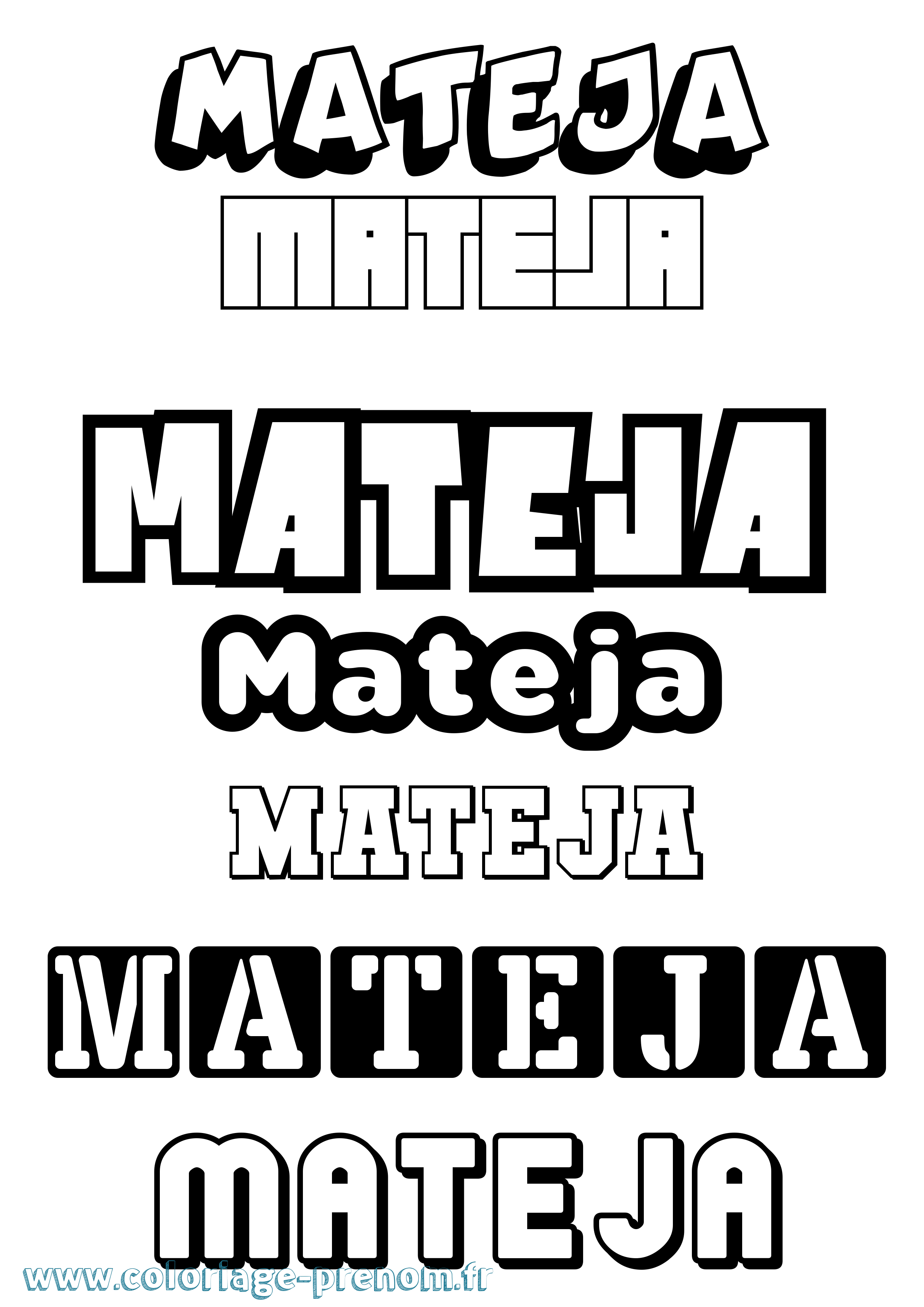 Coloriage prénom Mateja Simple