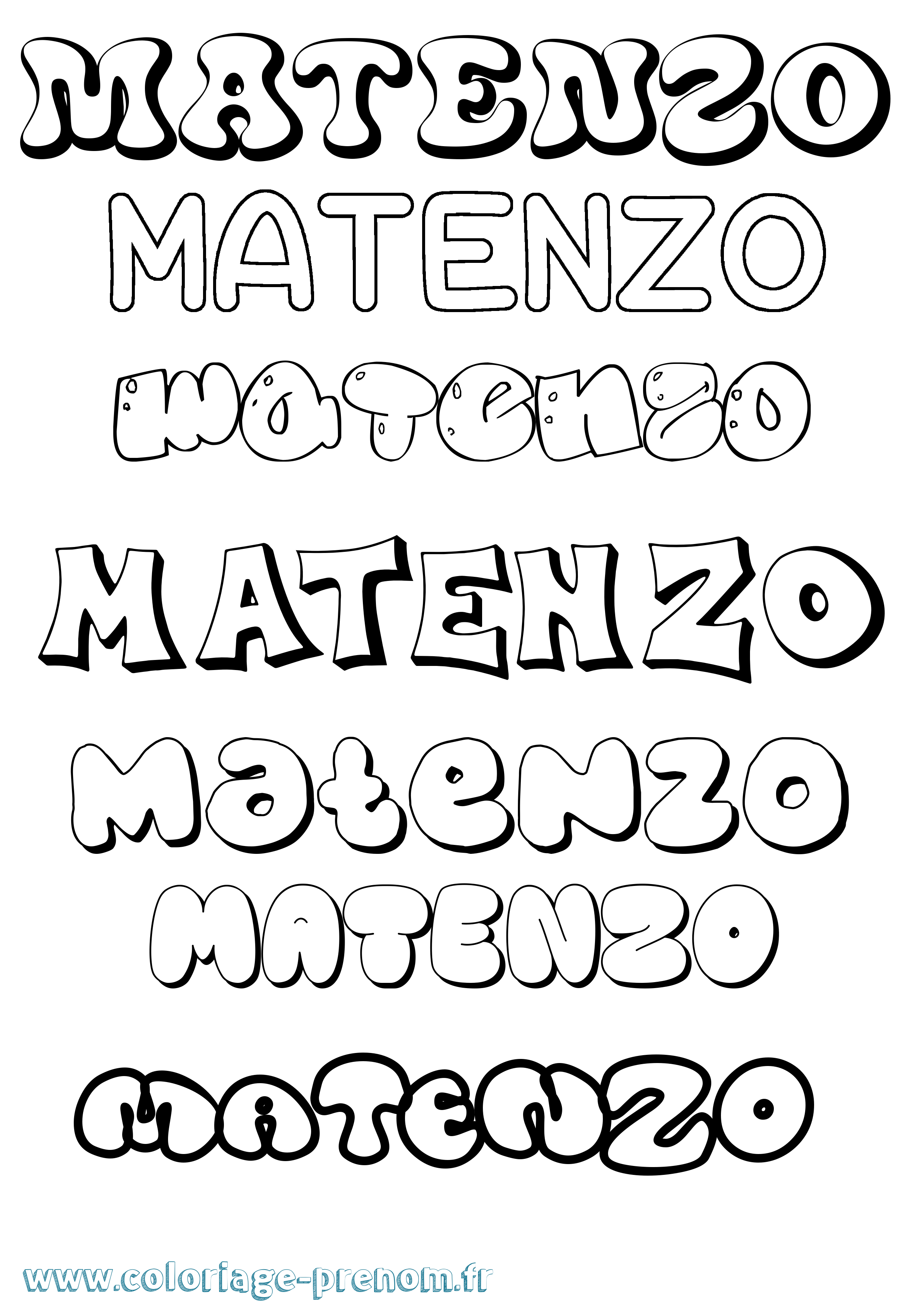 Coloriage prénom Matenzo Bubble