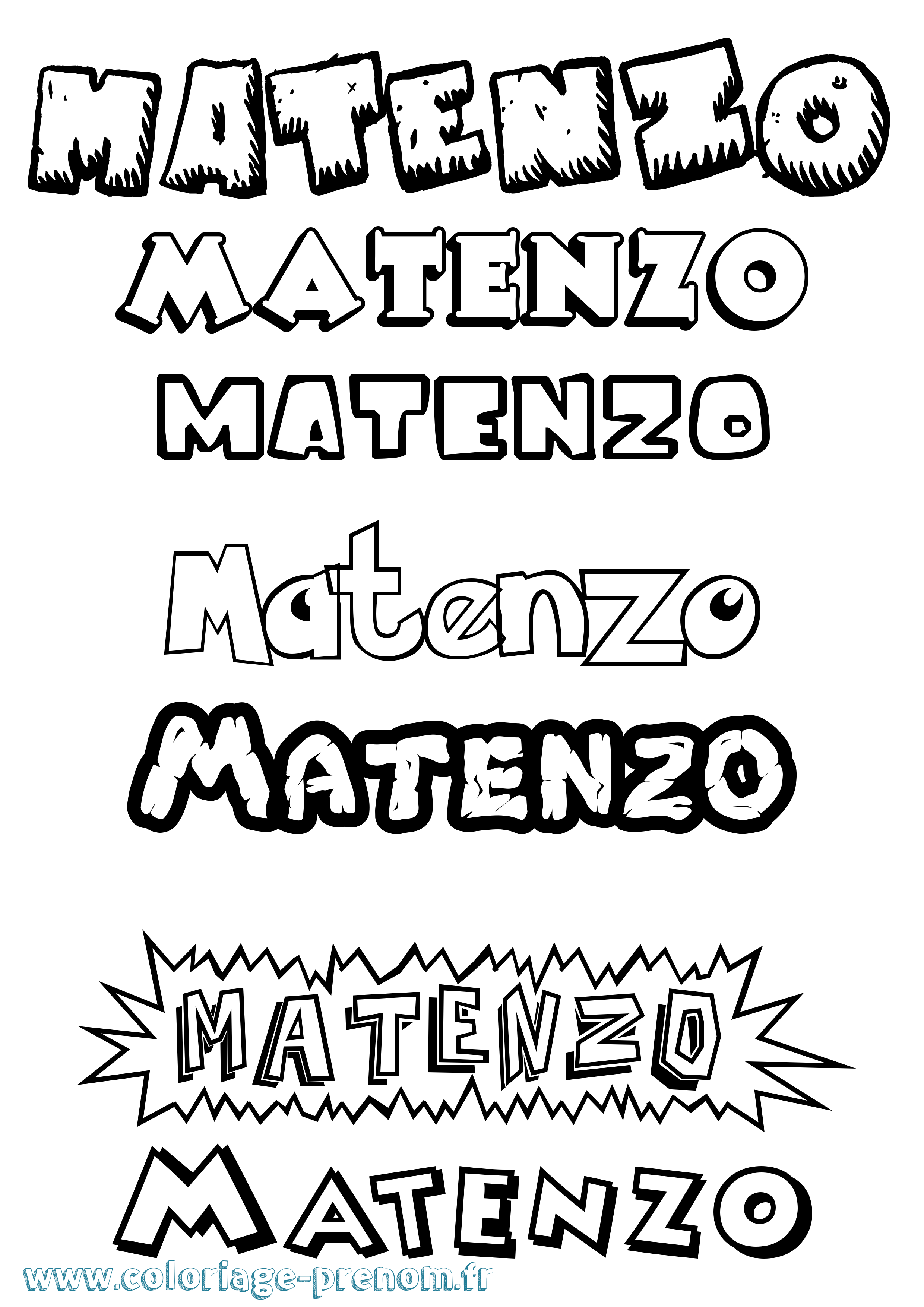 Coloriage prénom Matenzo Dessin Animé