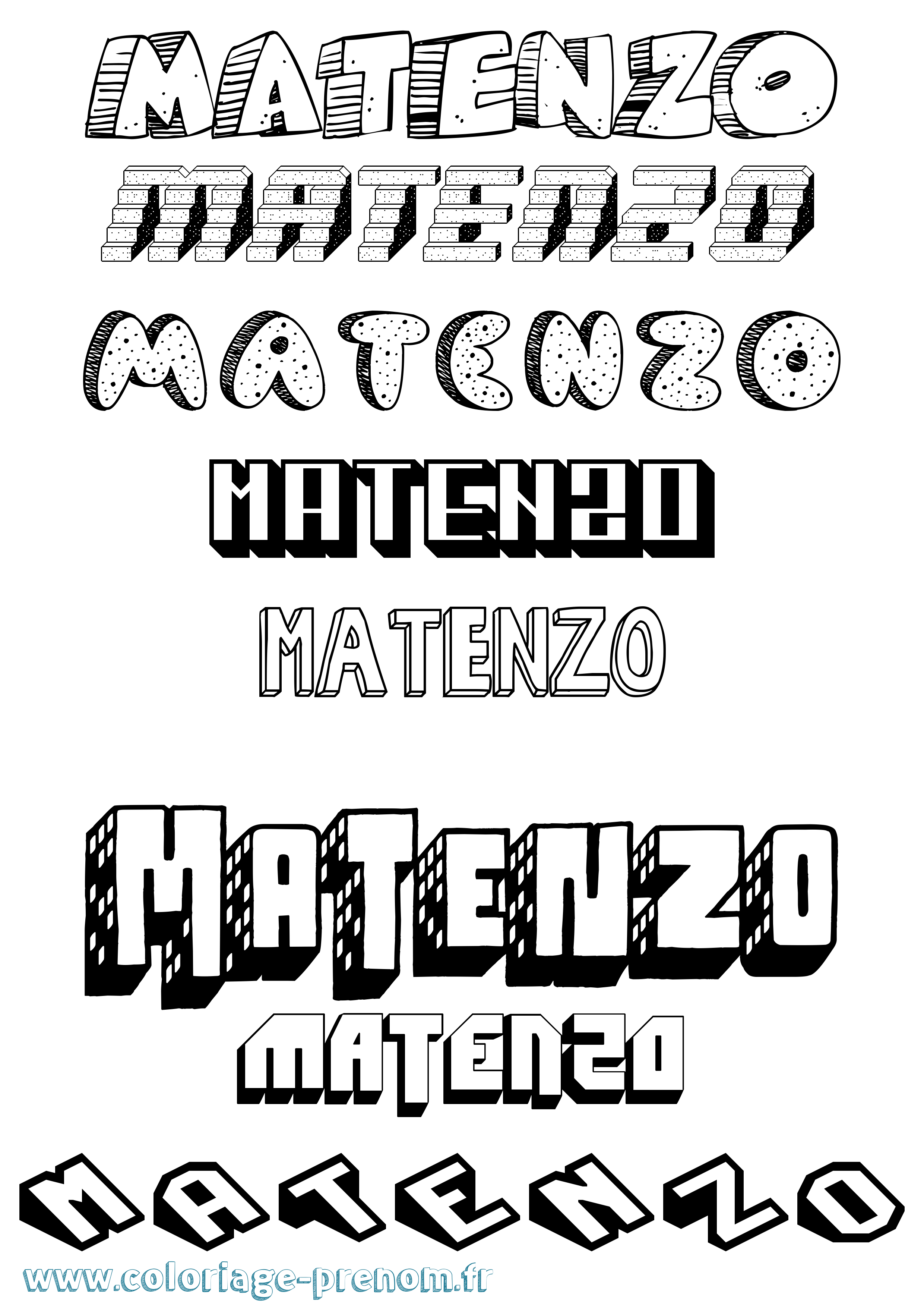 Coloriage prénom Matenzo Effet 3D