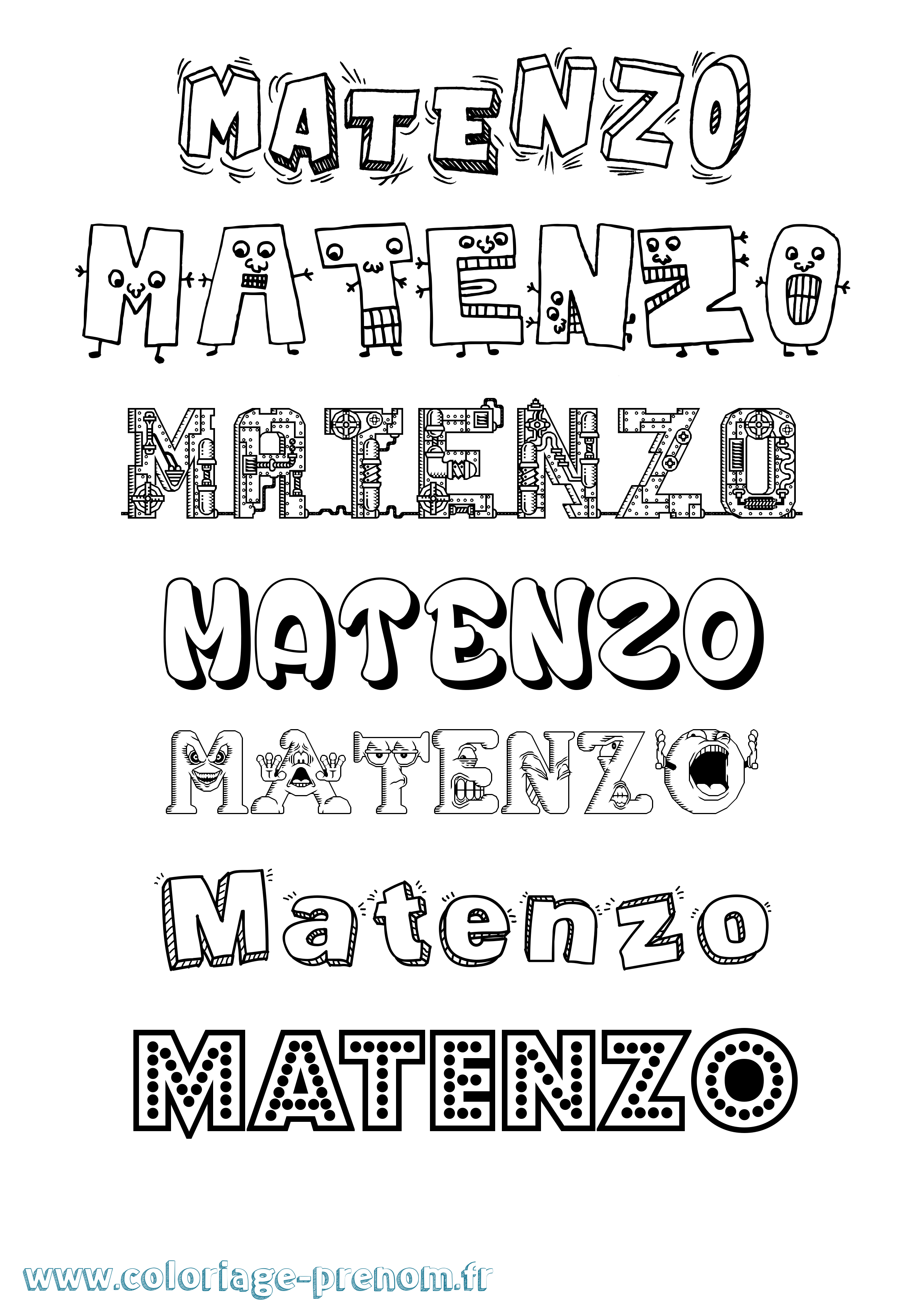 Coloriage prénom Matenzo Fun