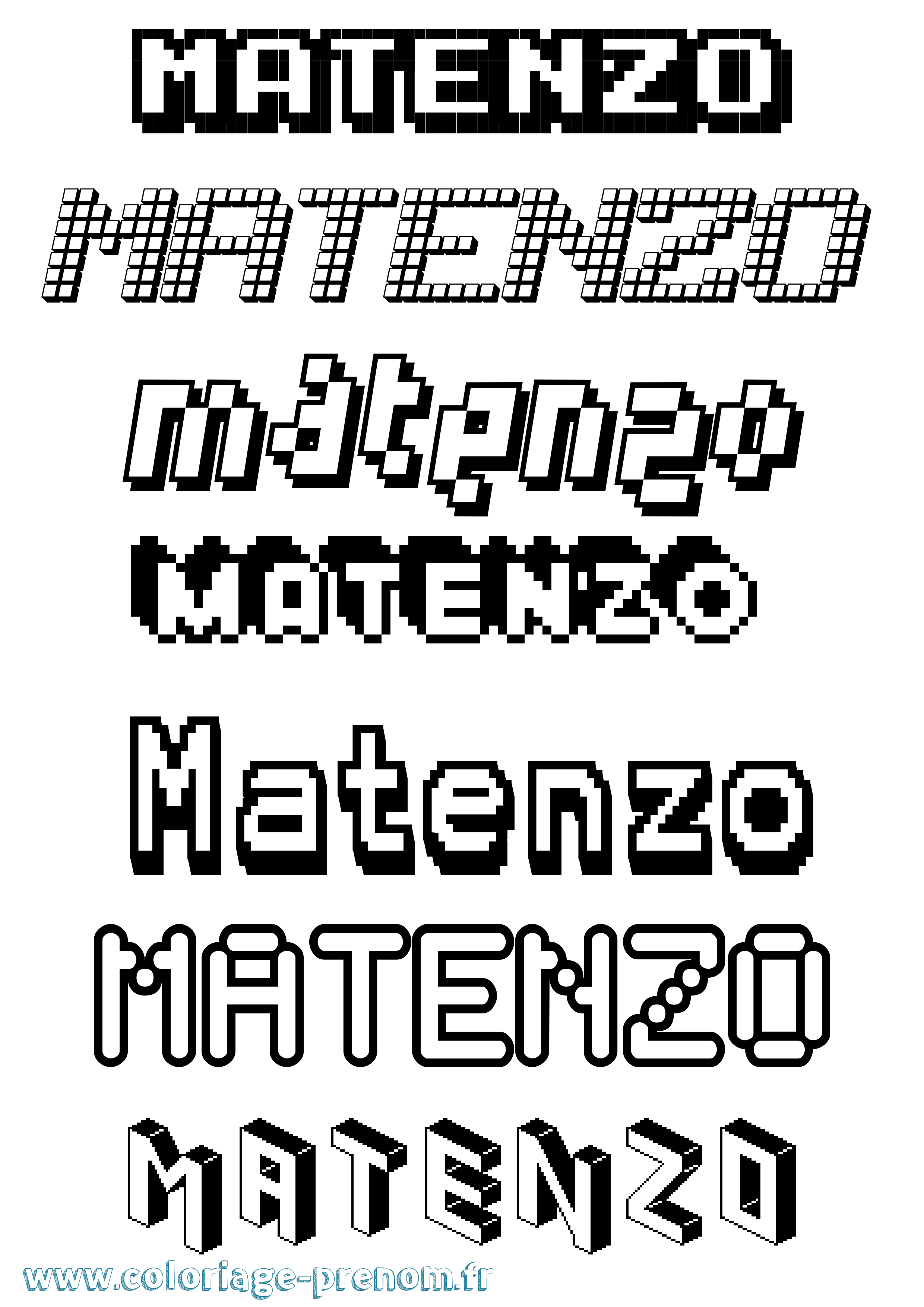 Coloriage prénom Matenzo Pixel