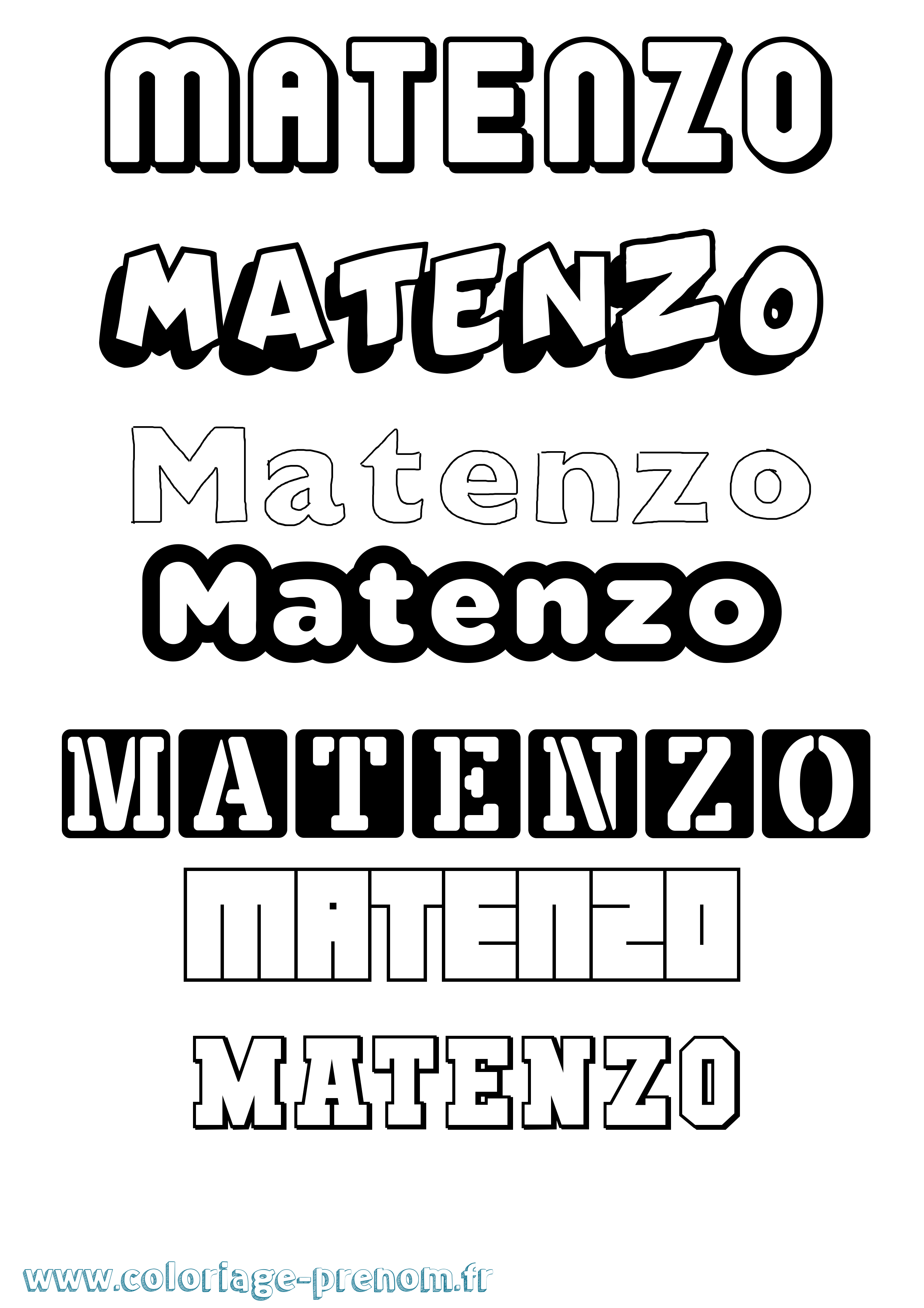 Coloriage prénom Matenzo Simple