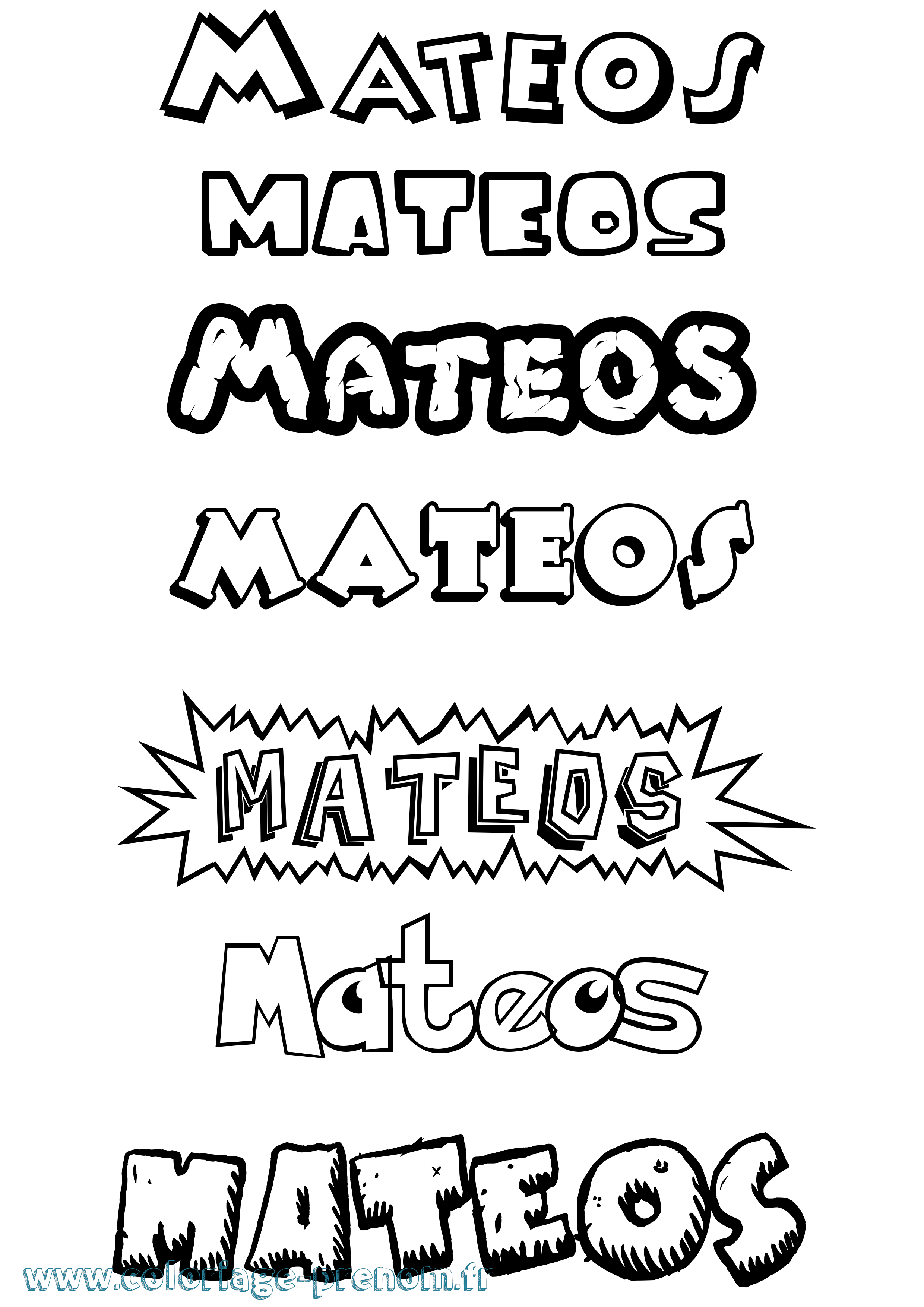 Coloriage prénom Mateos Dessin Animé