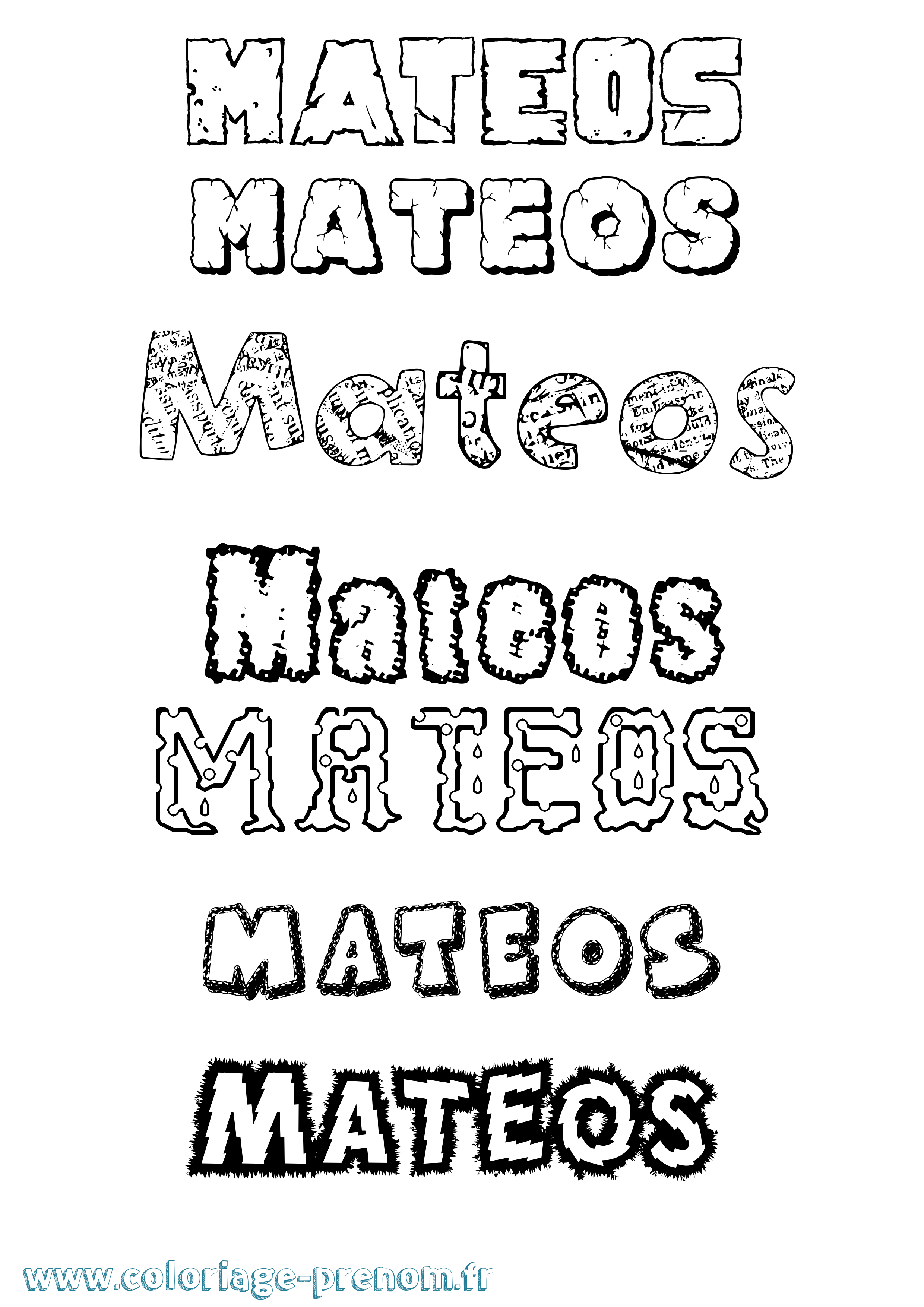 Coloriage prénom Mateos Destructuré
