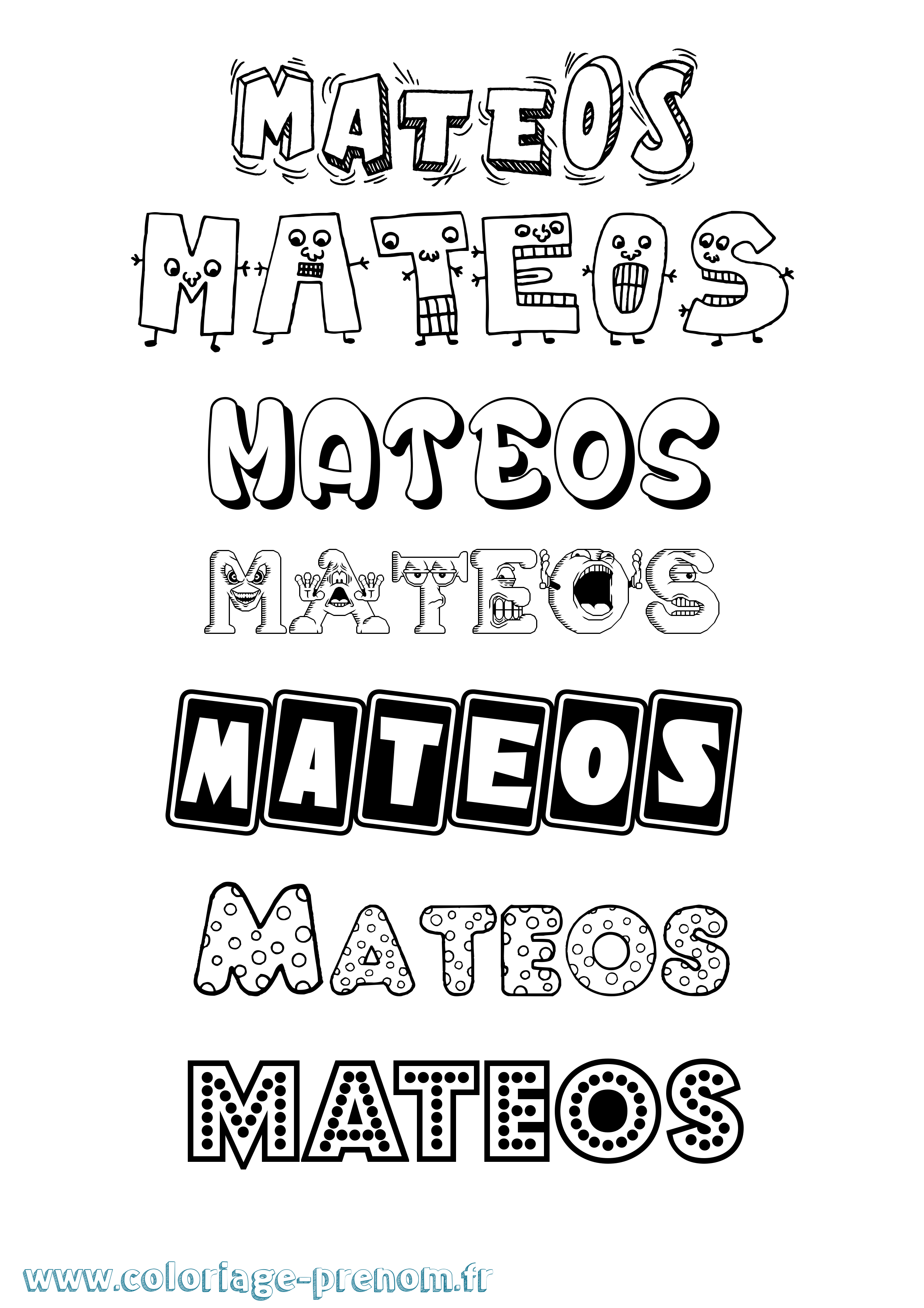 Coloriage prénom Mateos Fun