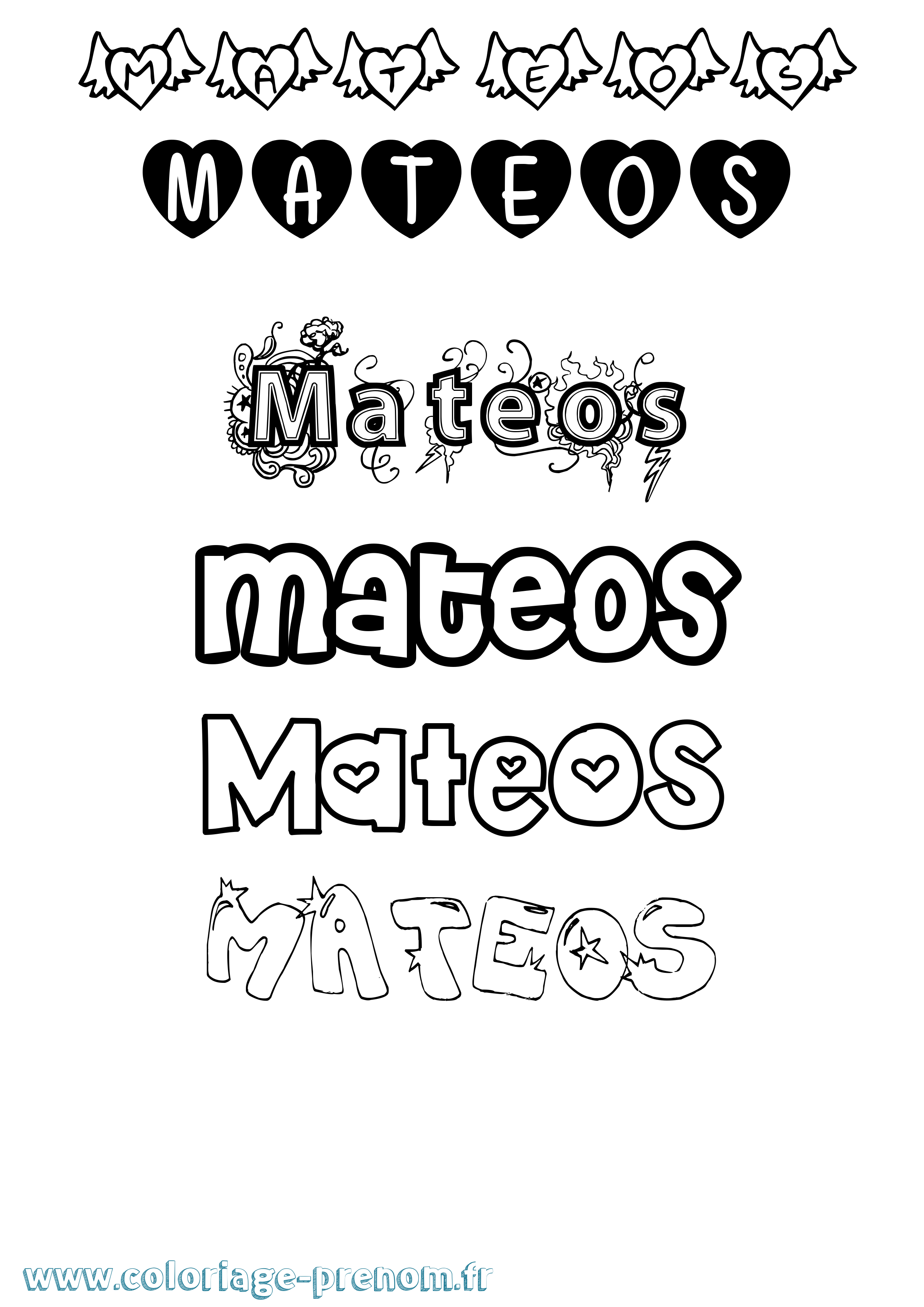 Coloriage prénom Mateos Girly