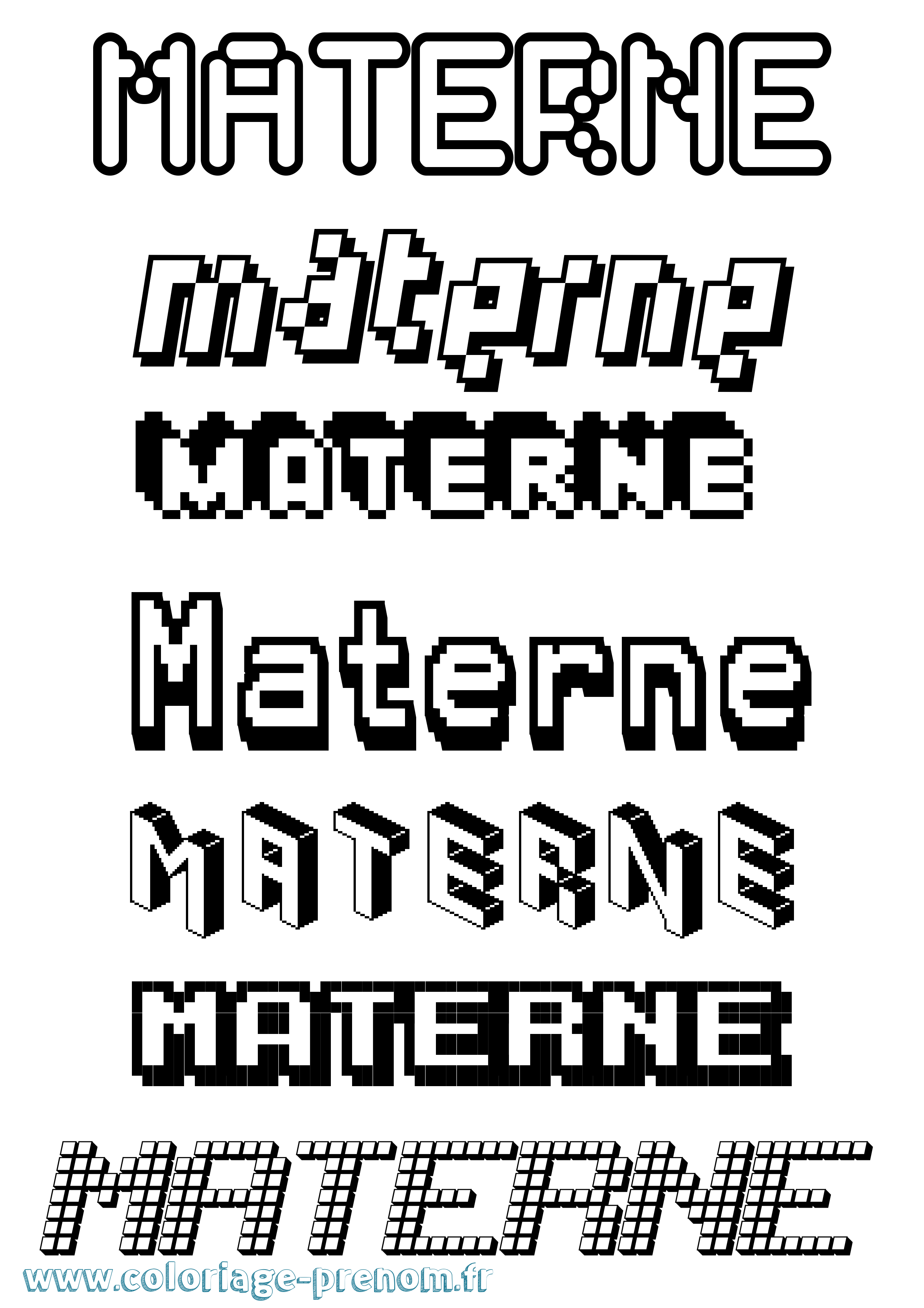 Coloriage prénom Materne Pixel