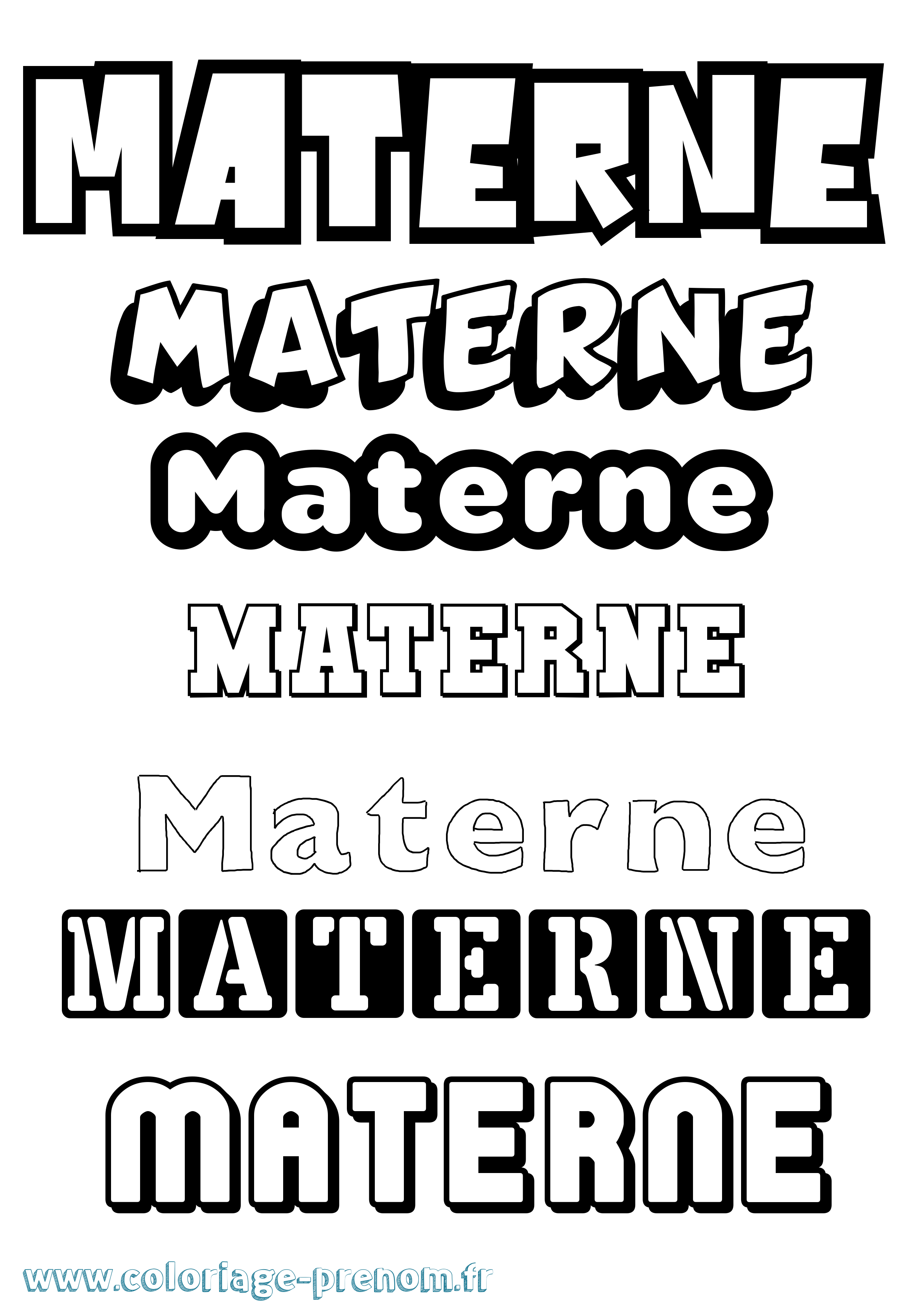 Coloriage prénom Materne Simple