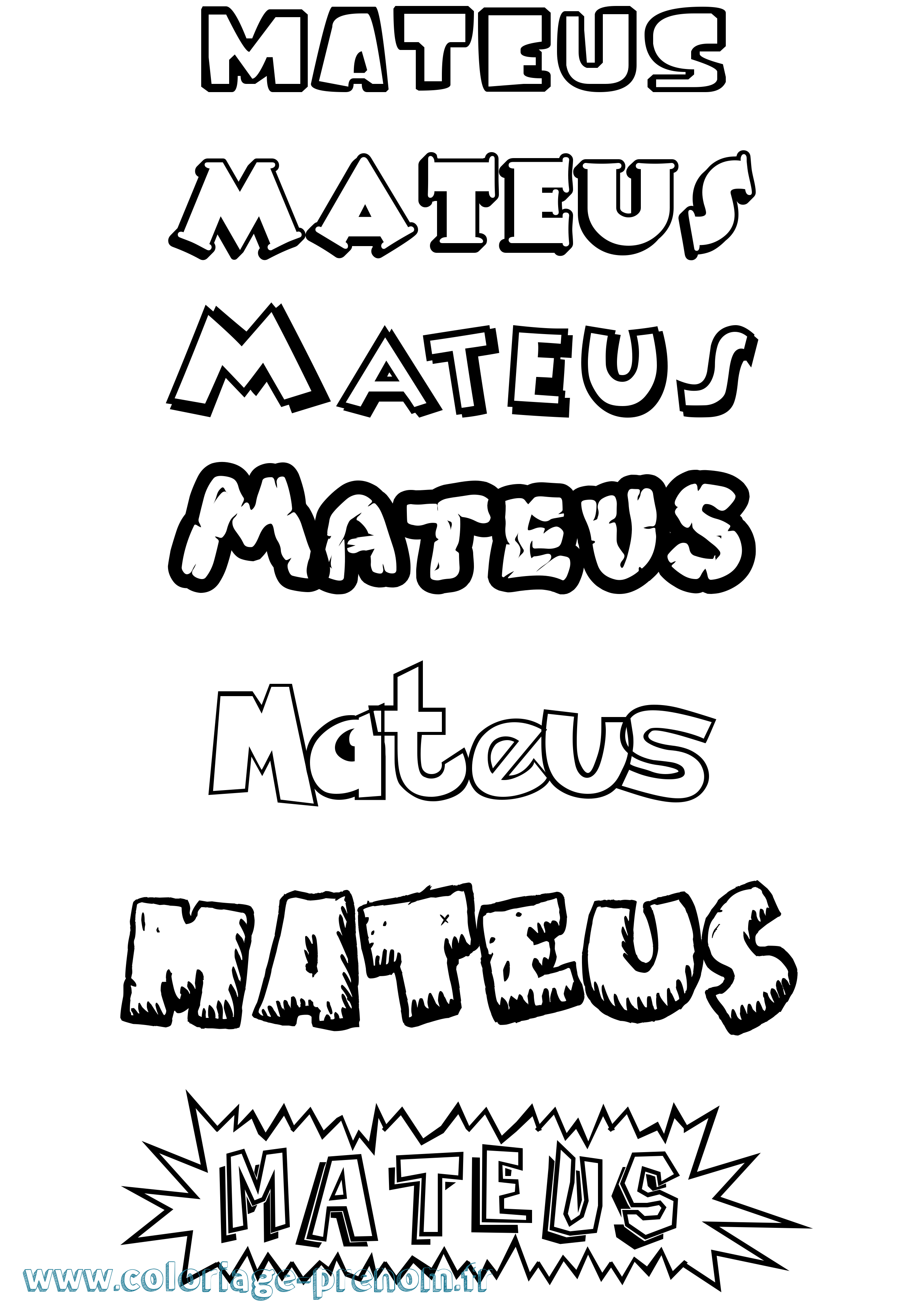 Coloriage prénom Mateus Dessin Animé