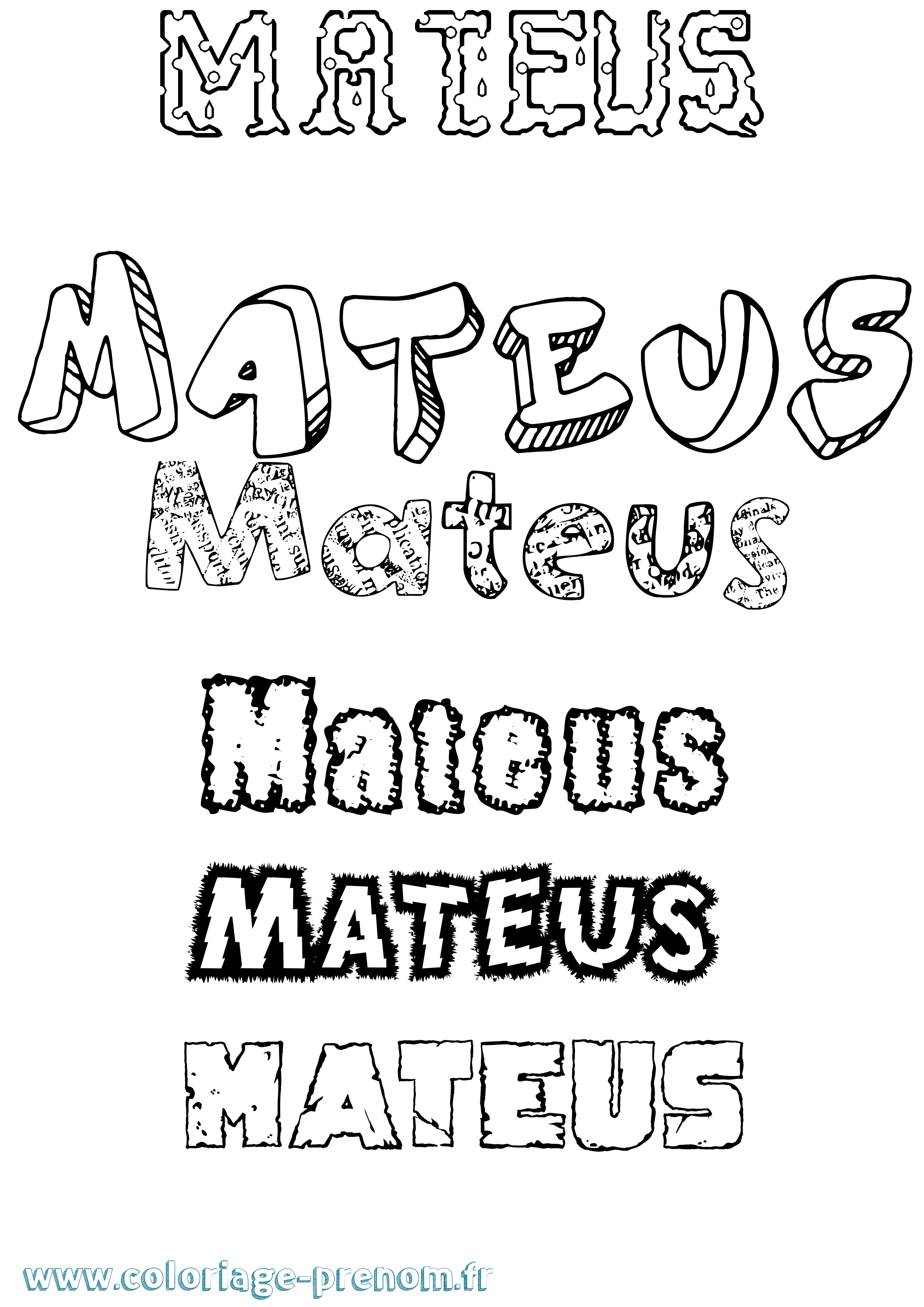 Coloriage prénom Mateus Destructuré