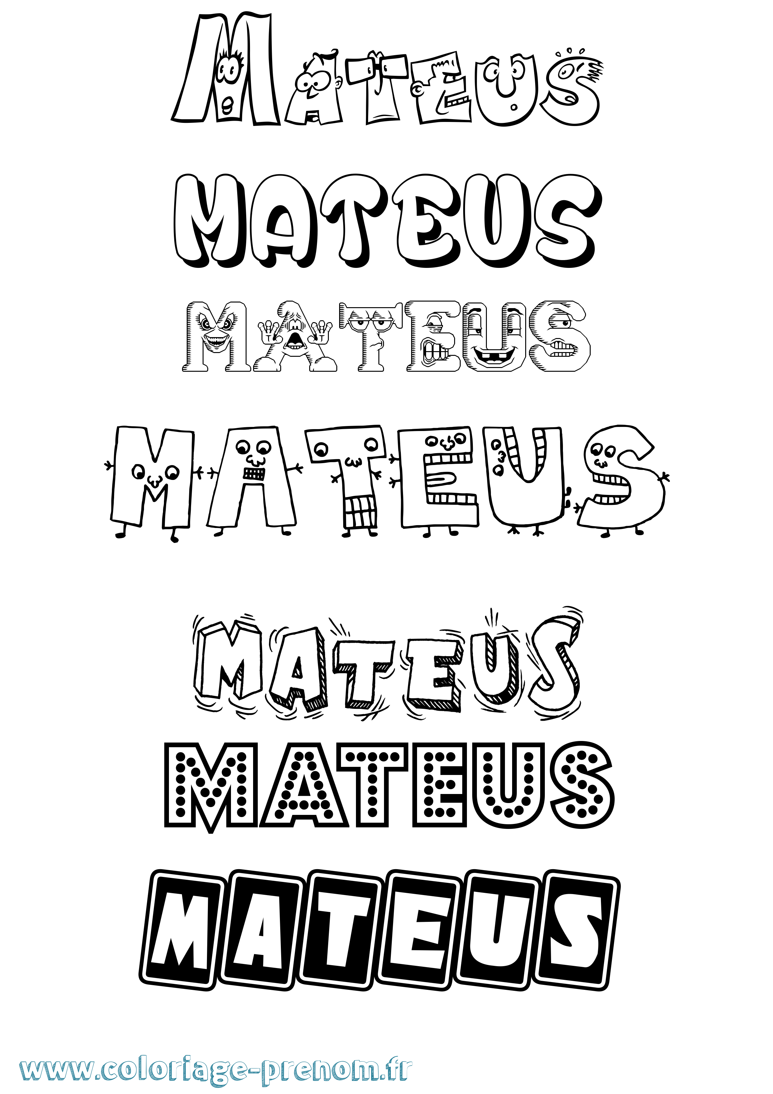 Coloriage prénom Mateus Fun