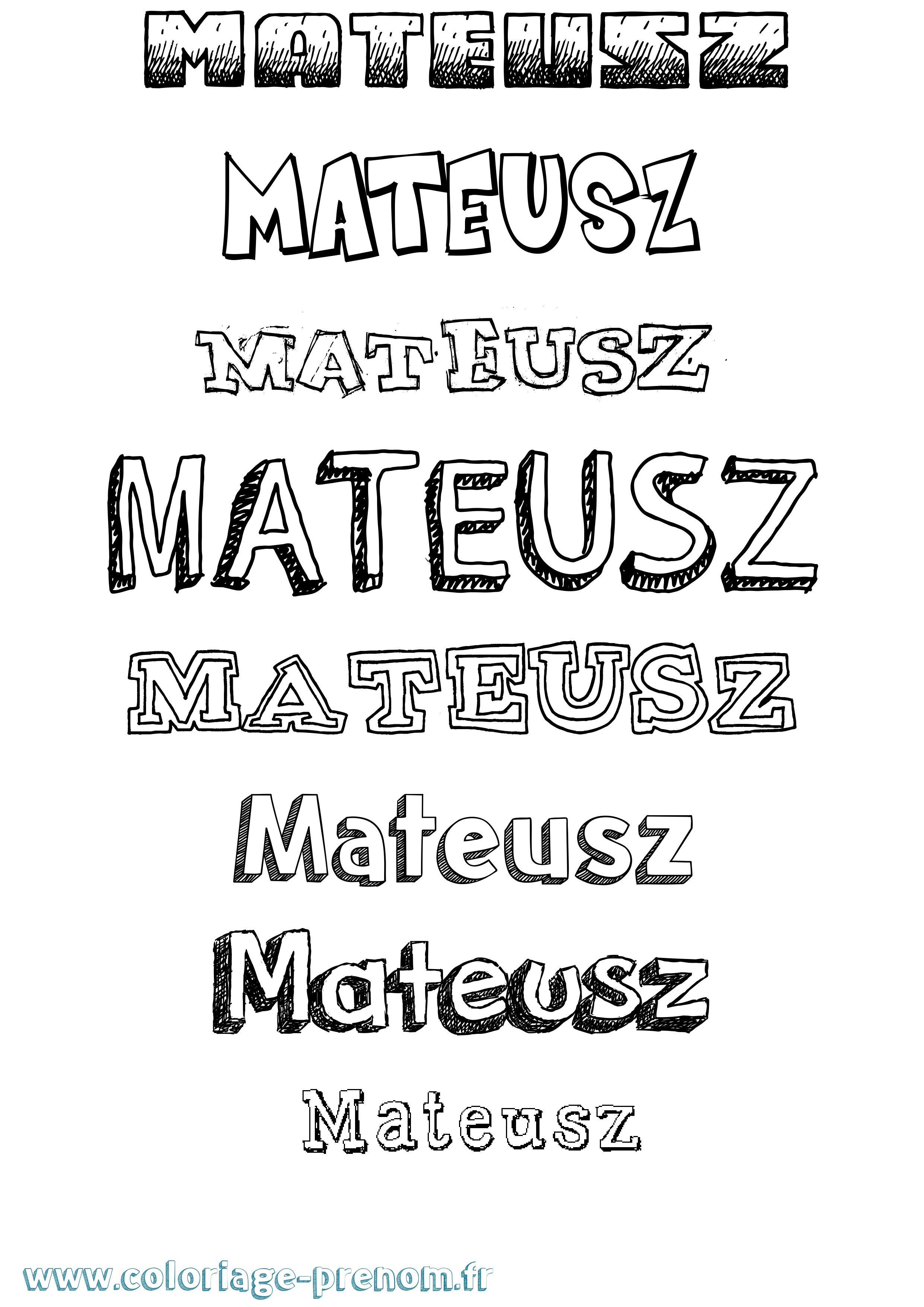 Coloriage prénom Mateusz Dessiné
