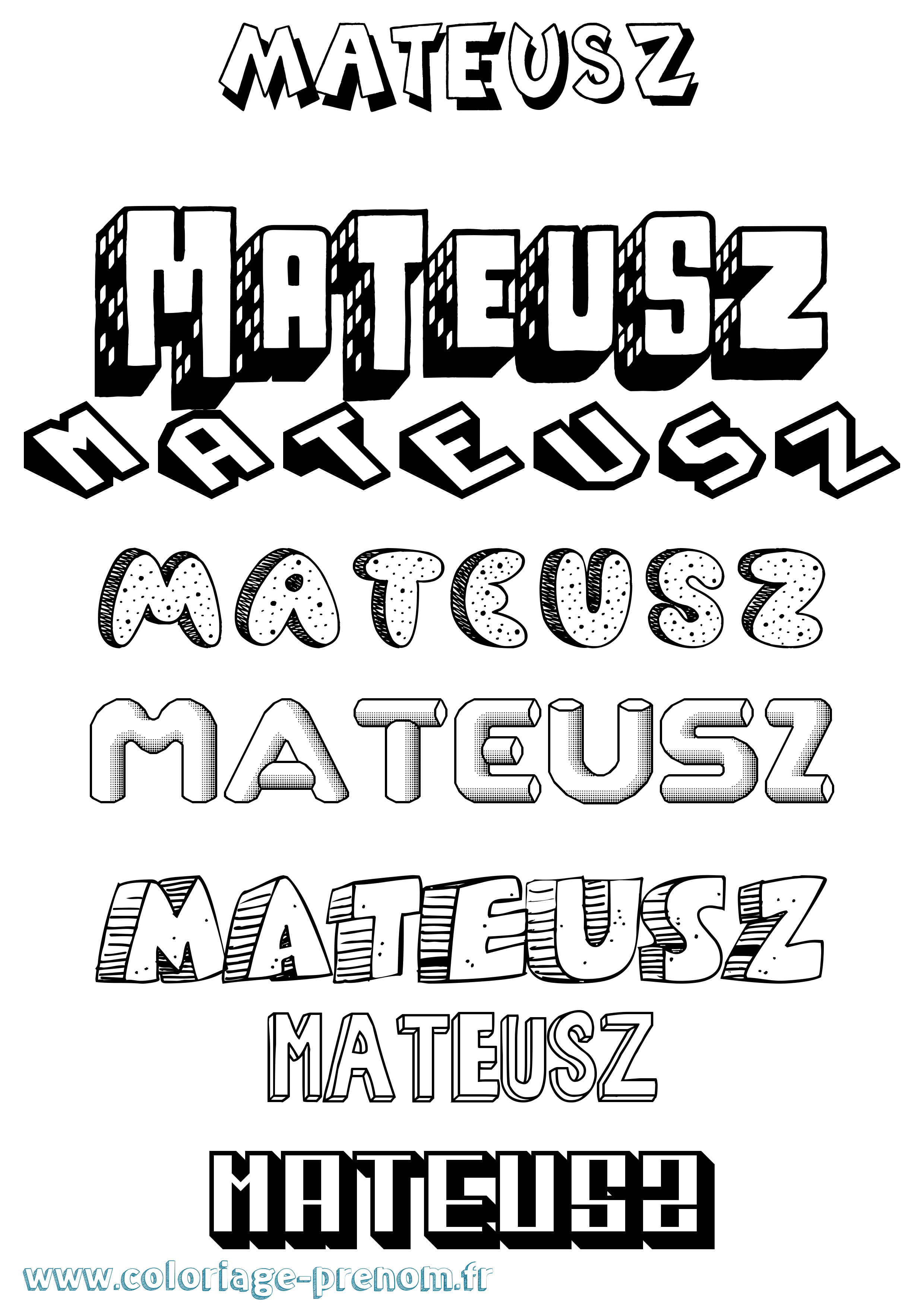Coloriage prénom Mateusz Effet 3D