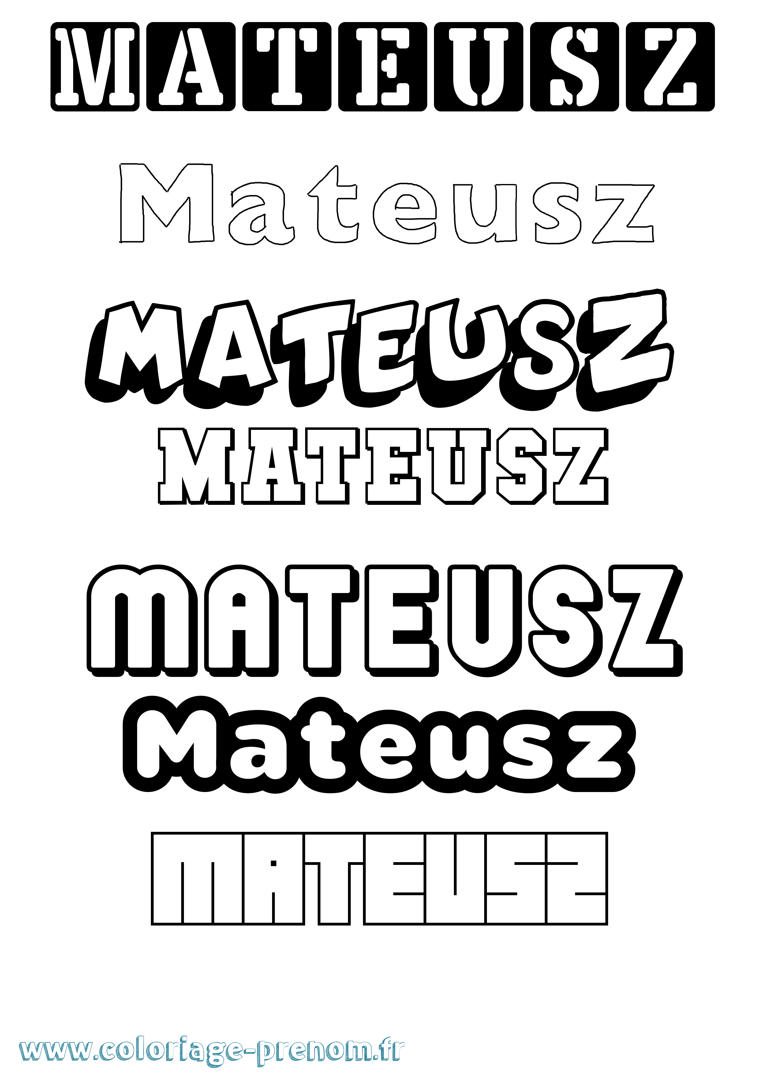 Coloriage prénom Mateusz Simple