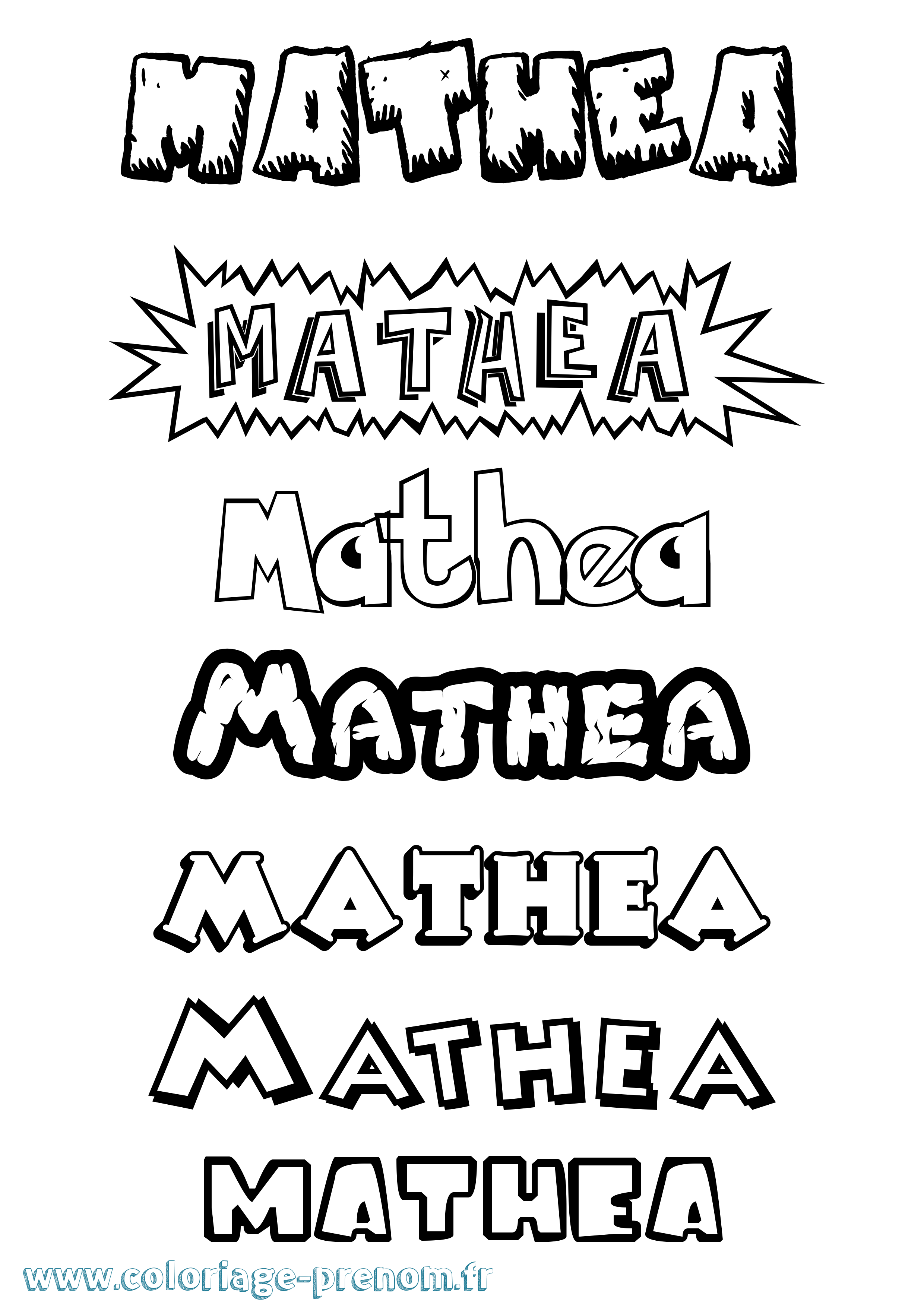 Coloriage Mathea Dessin Animé Coloriage prénom Mathea Dessin Animé