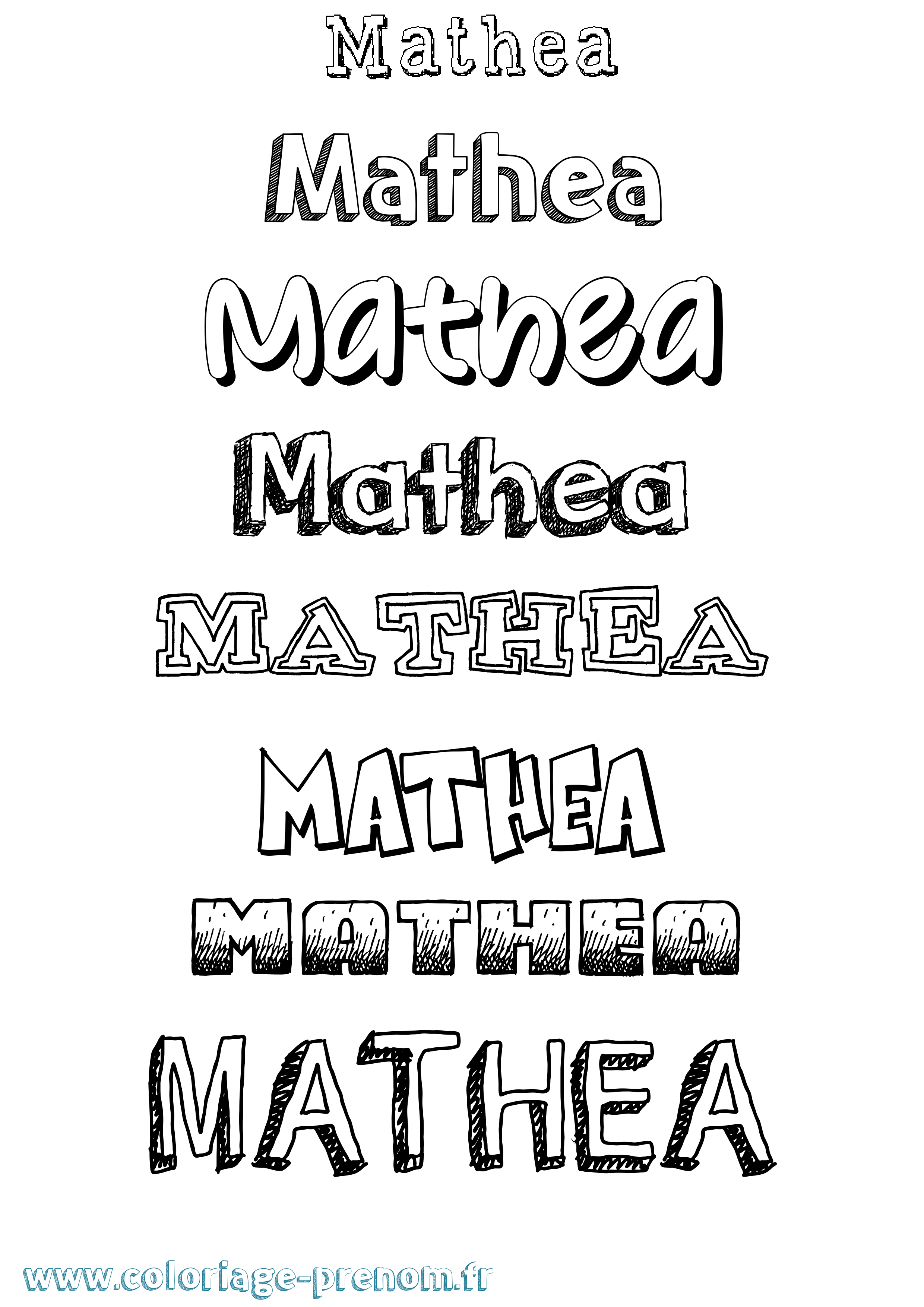 Coloriage prénom Mathea Dessiné