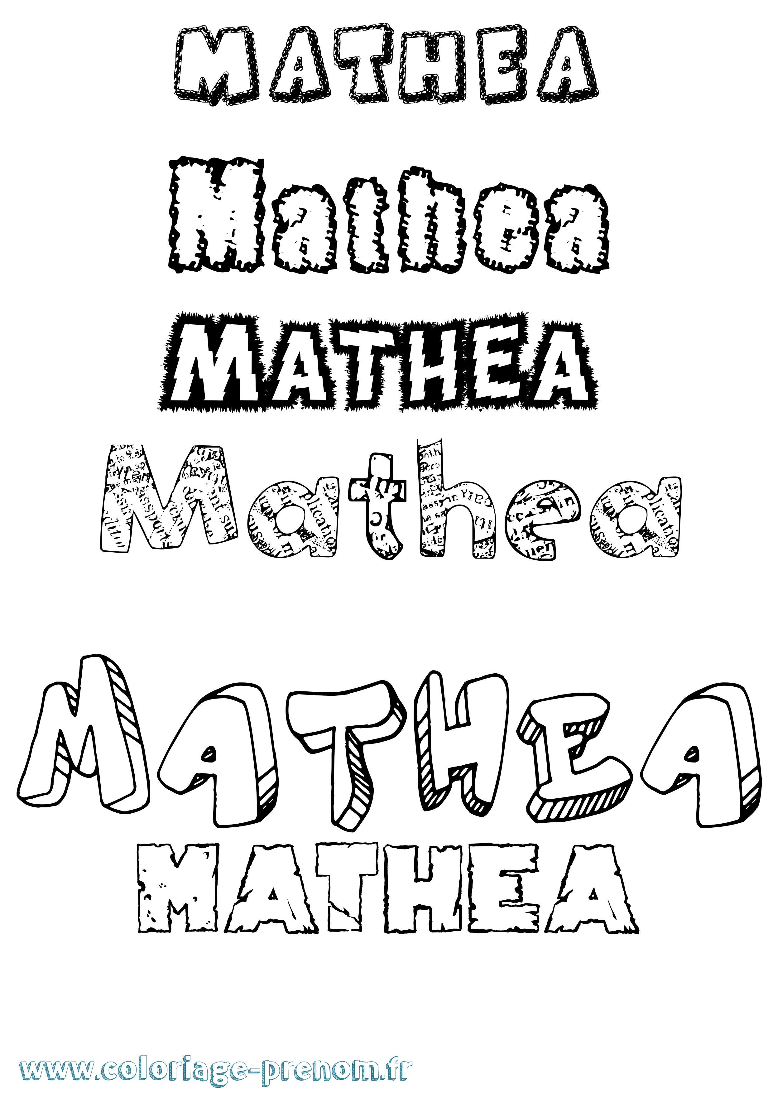 Coloriage prénom Mathea Destructuré