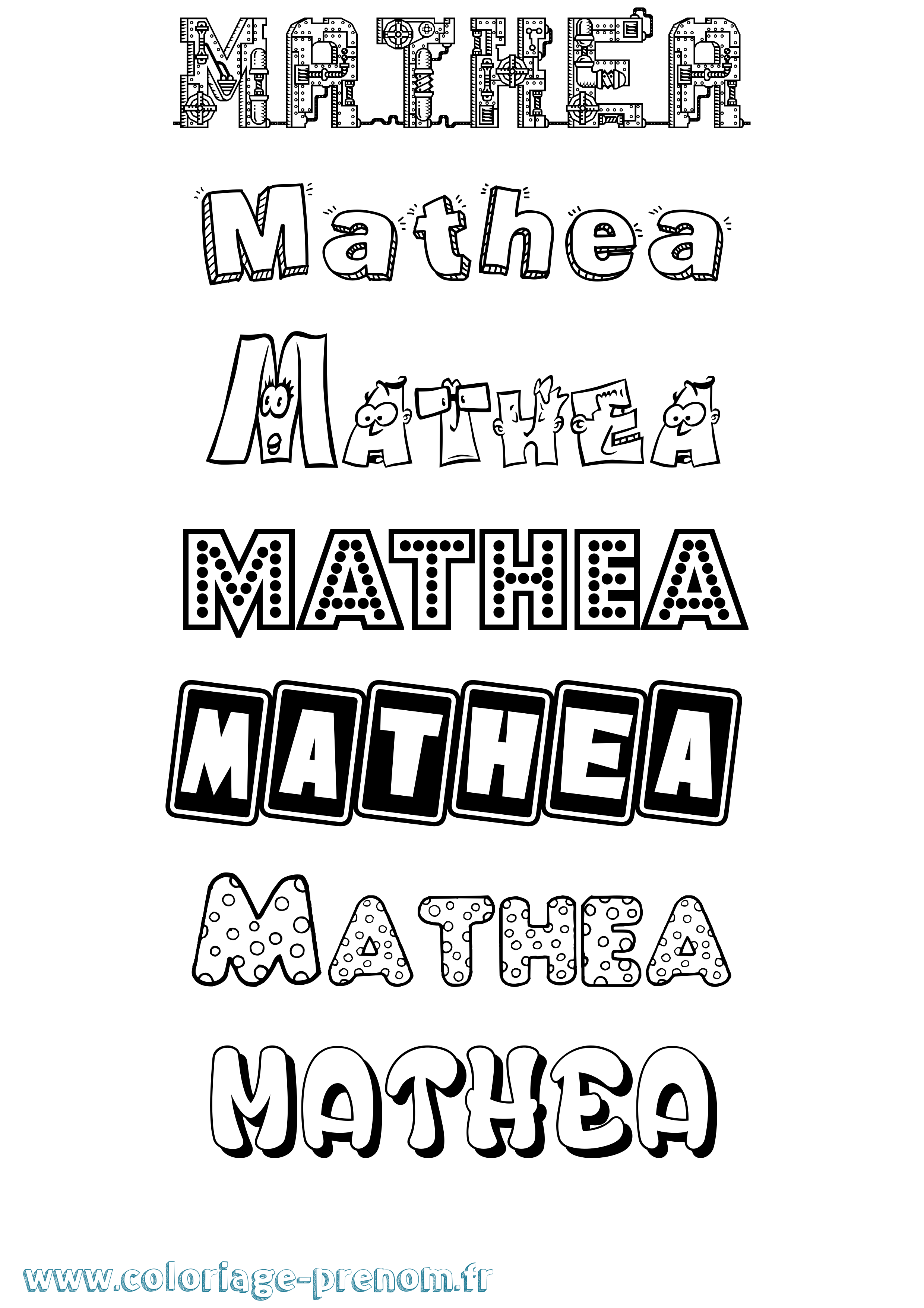 Coloriage prénom Mathea Fun