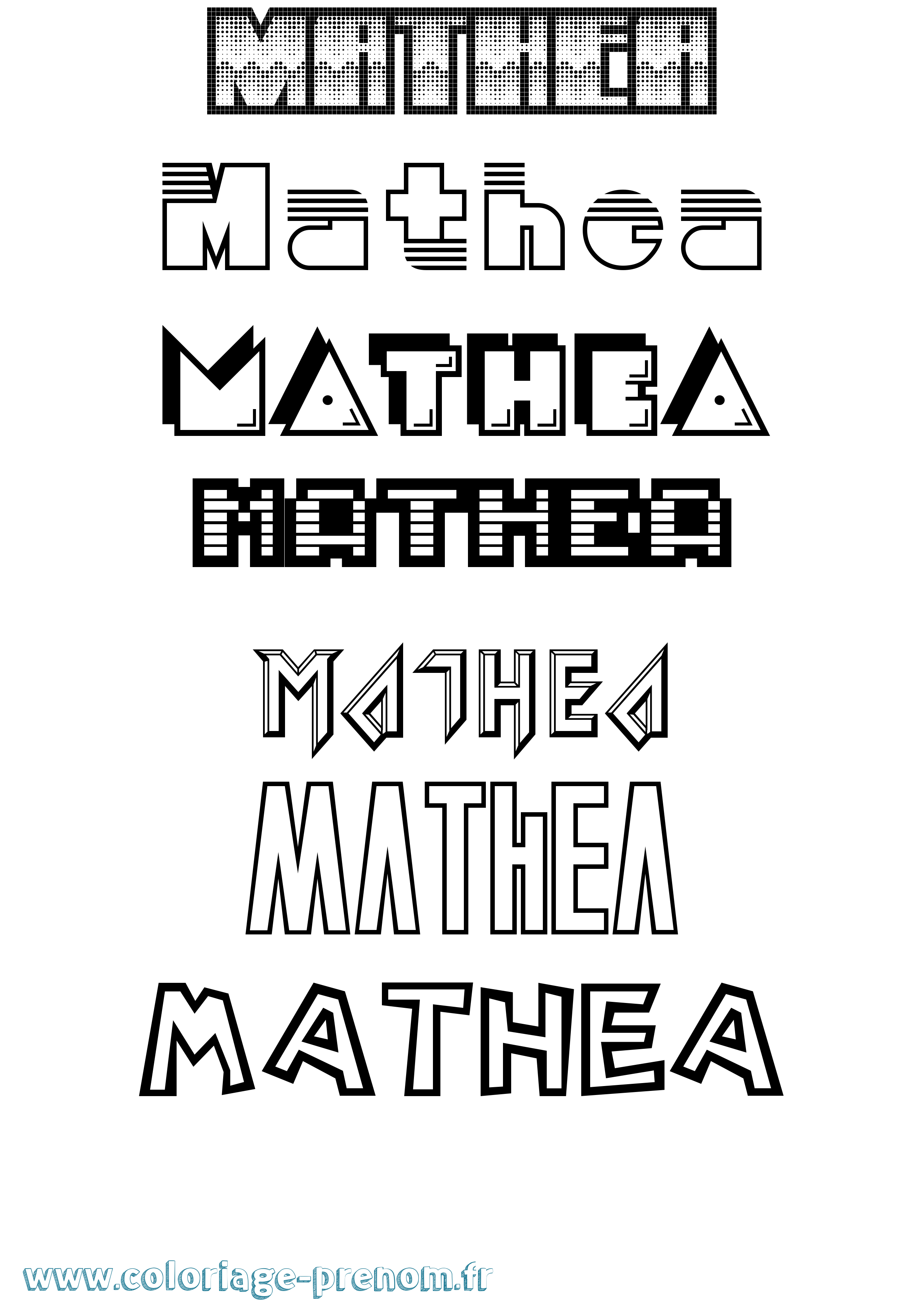 Coloriage prénom Mathea Jeux Vidéos