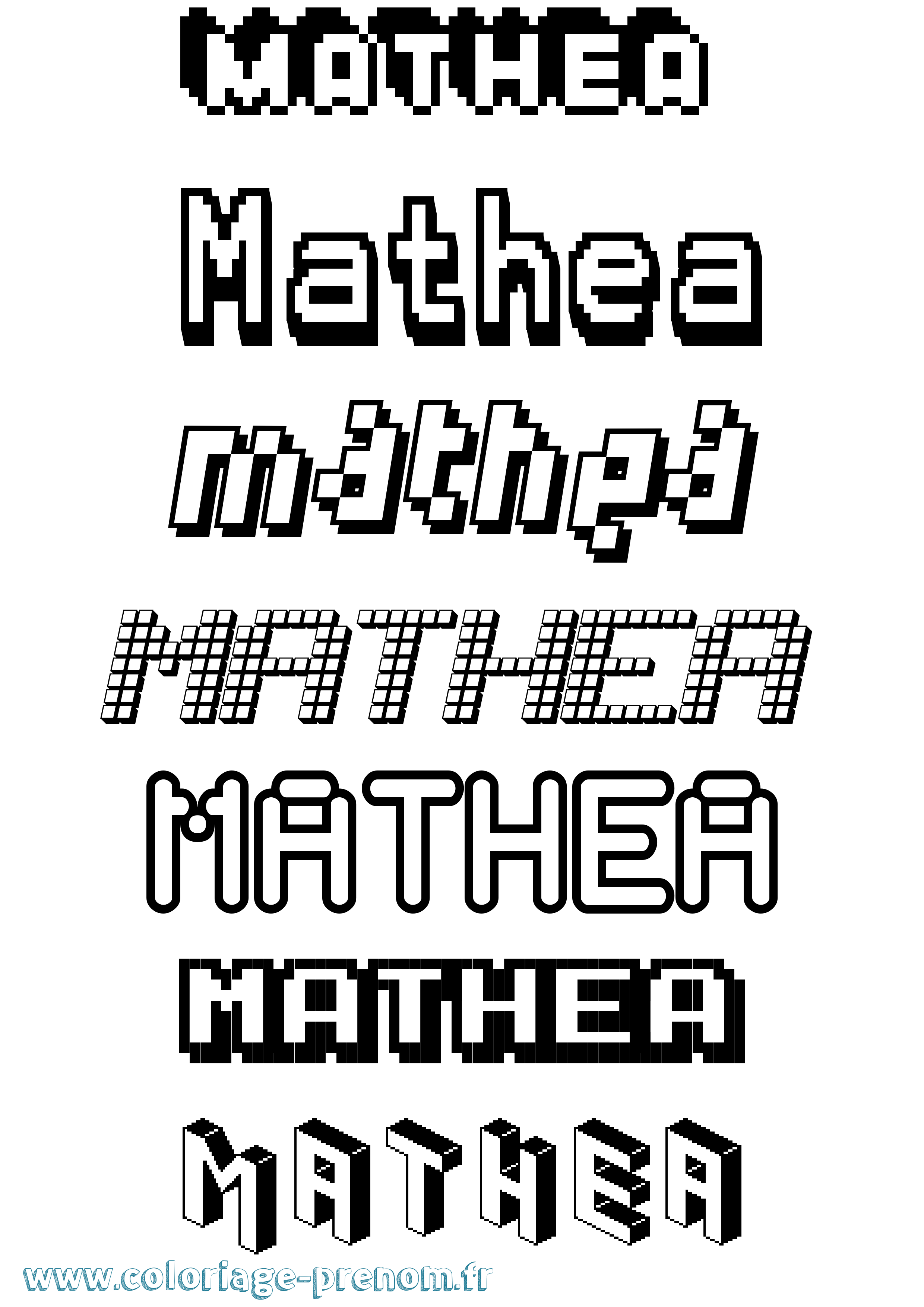 Coloriage Mathea Pixel Coloriage prénom Mathea Pixel