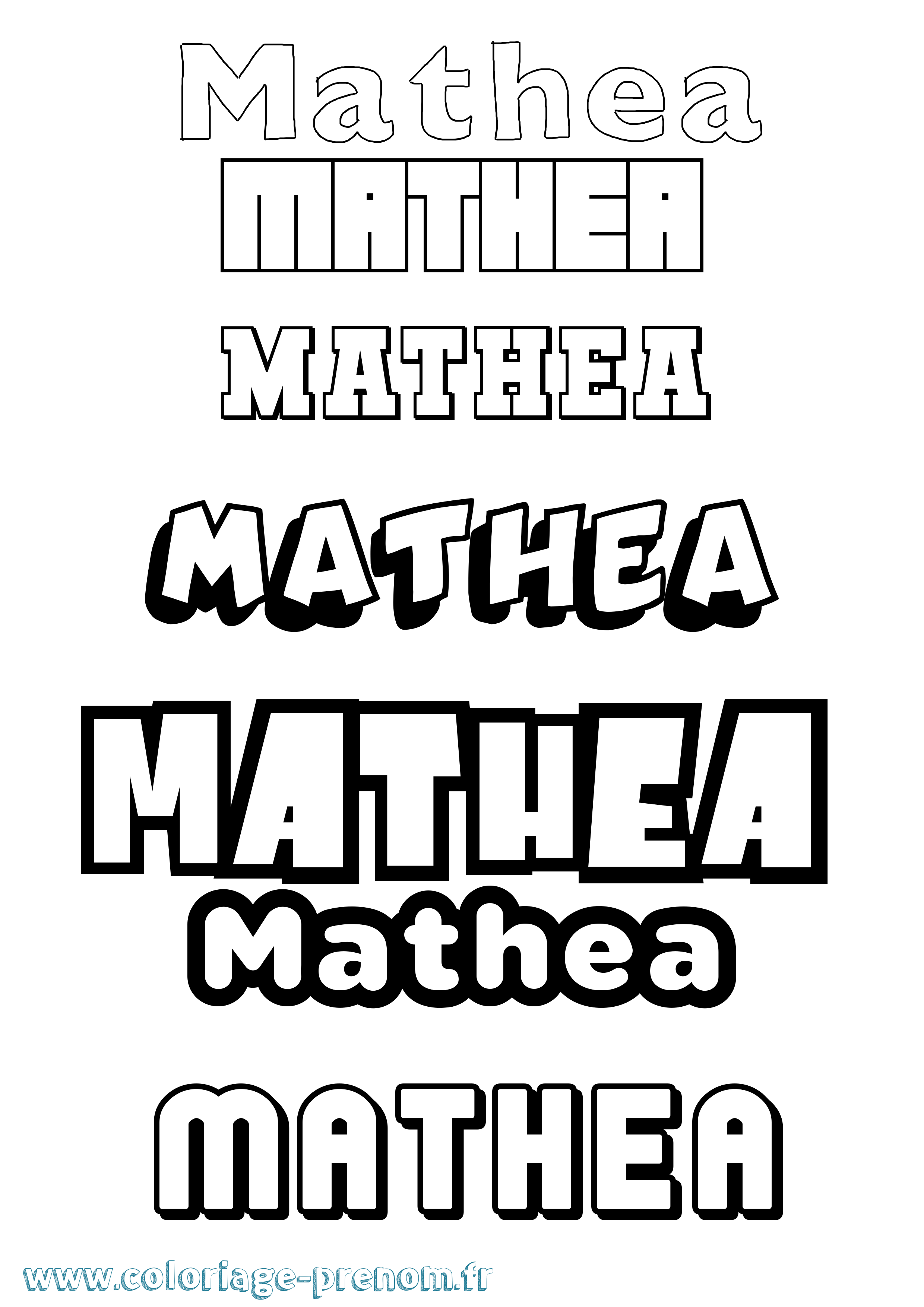 Coloriage prénom Mathea Simple