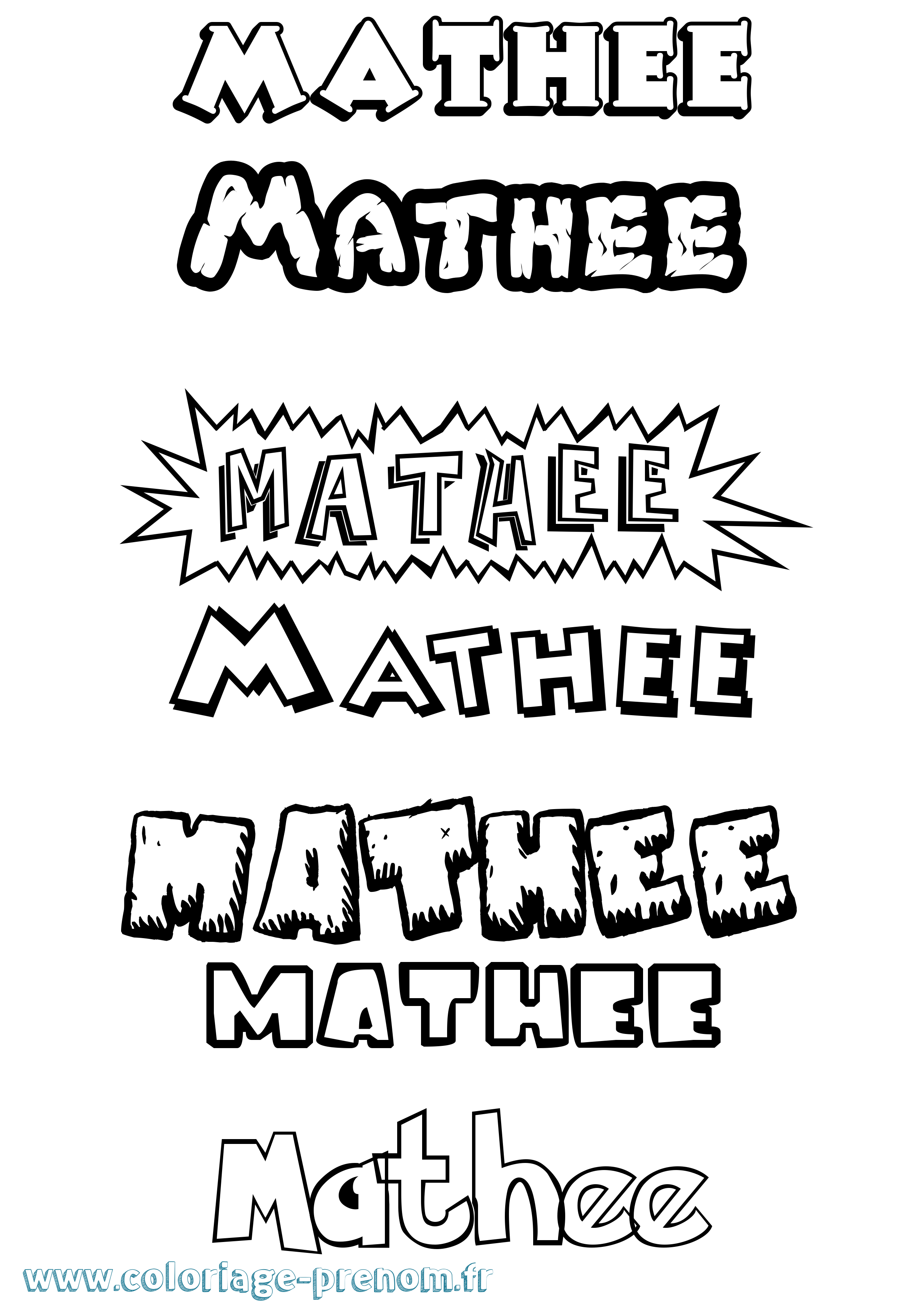 Coloriage Mathee Dessin Animé Coloriage prénom Mathee Dessin Animé