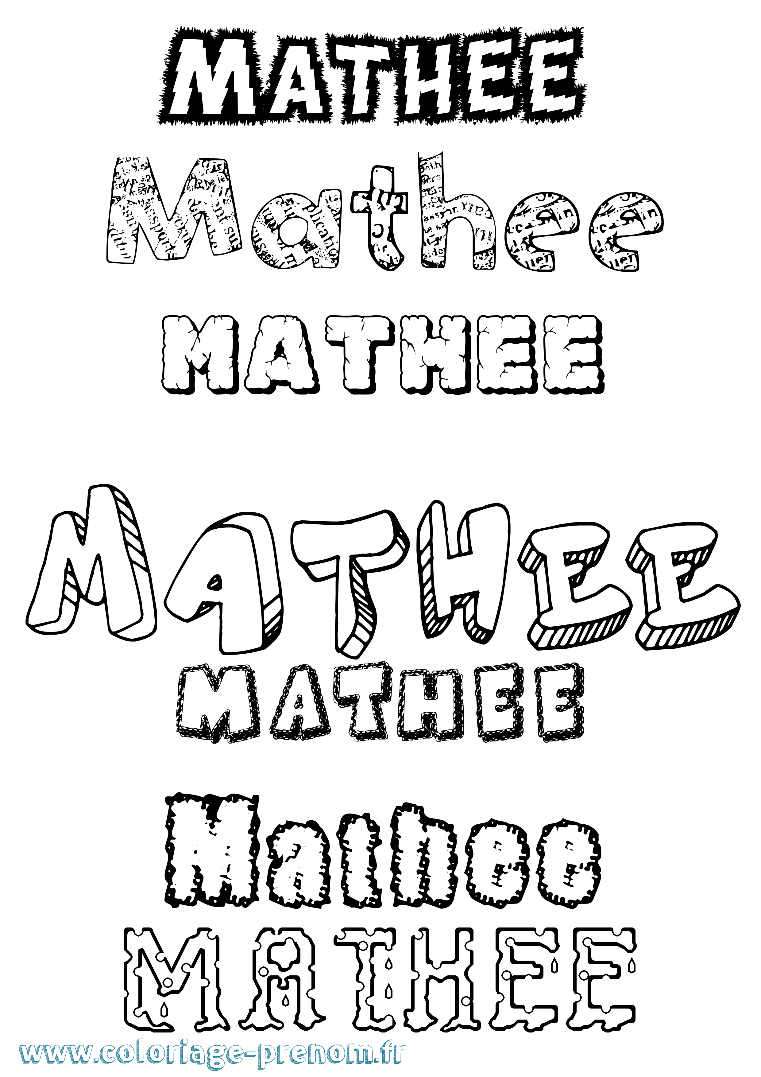 Coloriage Mathee Destructuré Coloriage prénom Mathee Destructuré