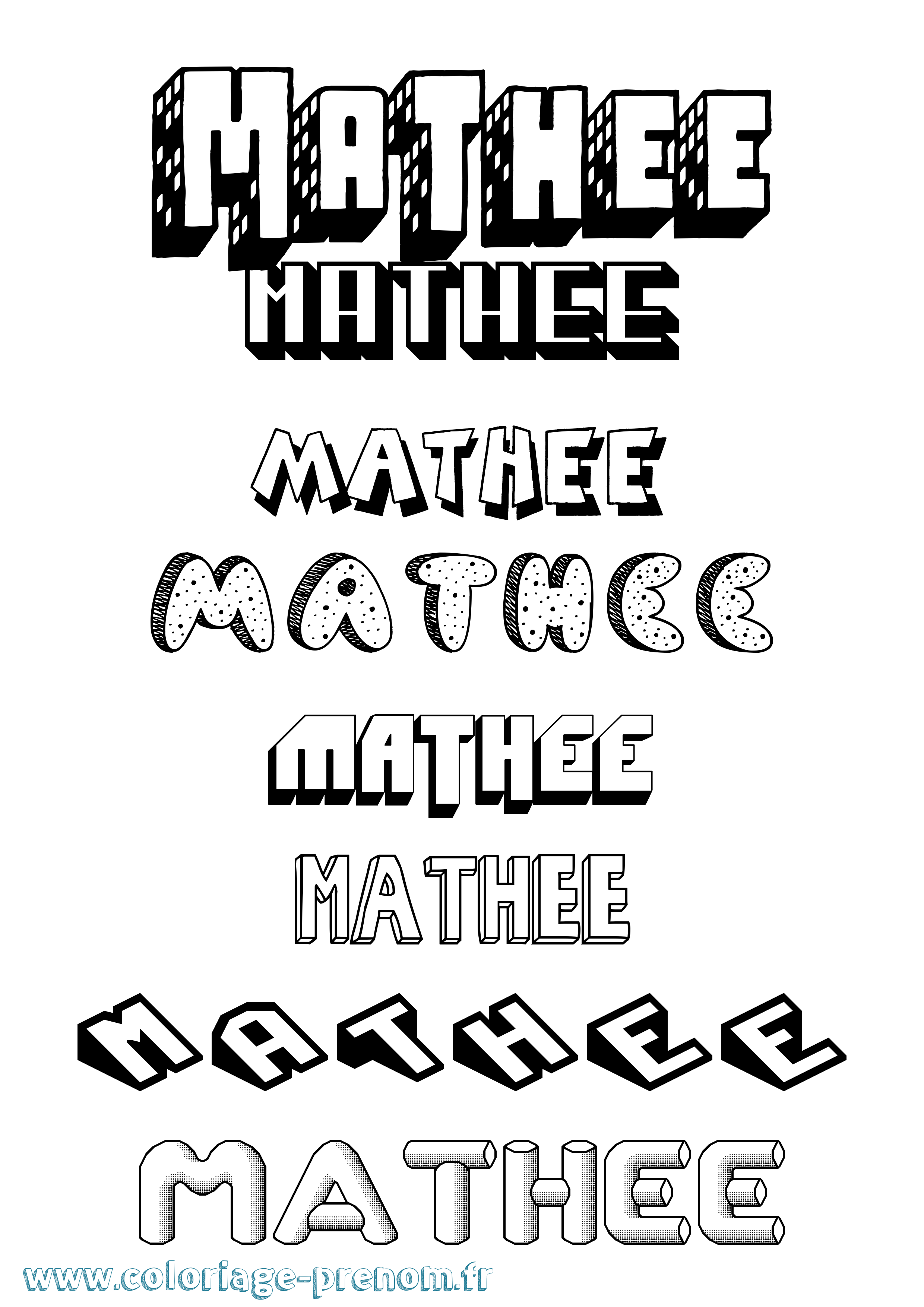 Coloriage Mathee Effet 3D Coloriage prénom Mathee Effet 3D