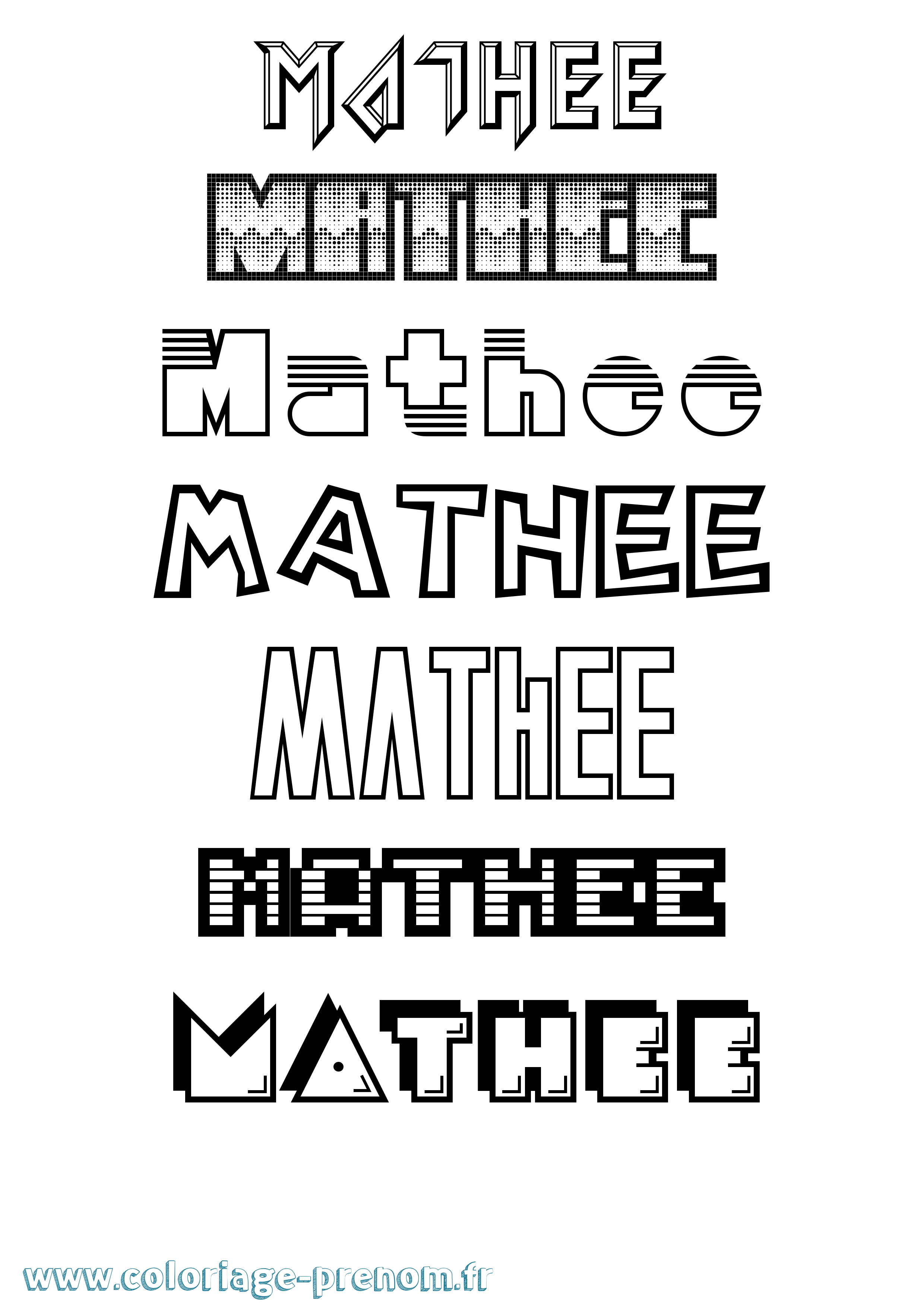 Coloriage prénom Mathee Jeux Vidéos