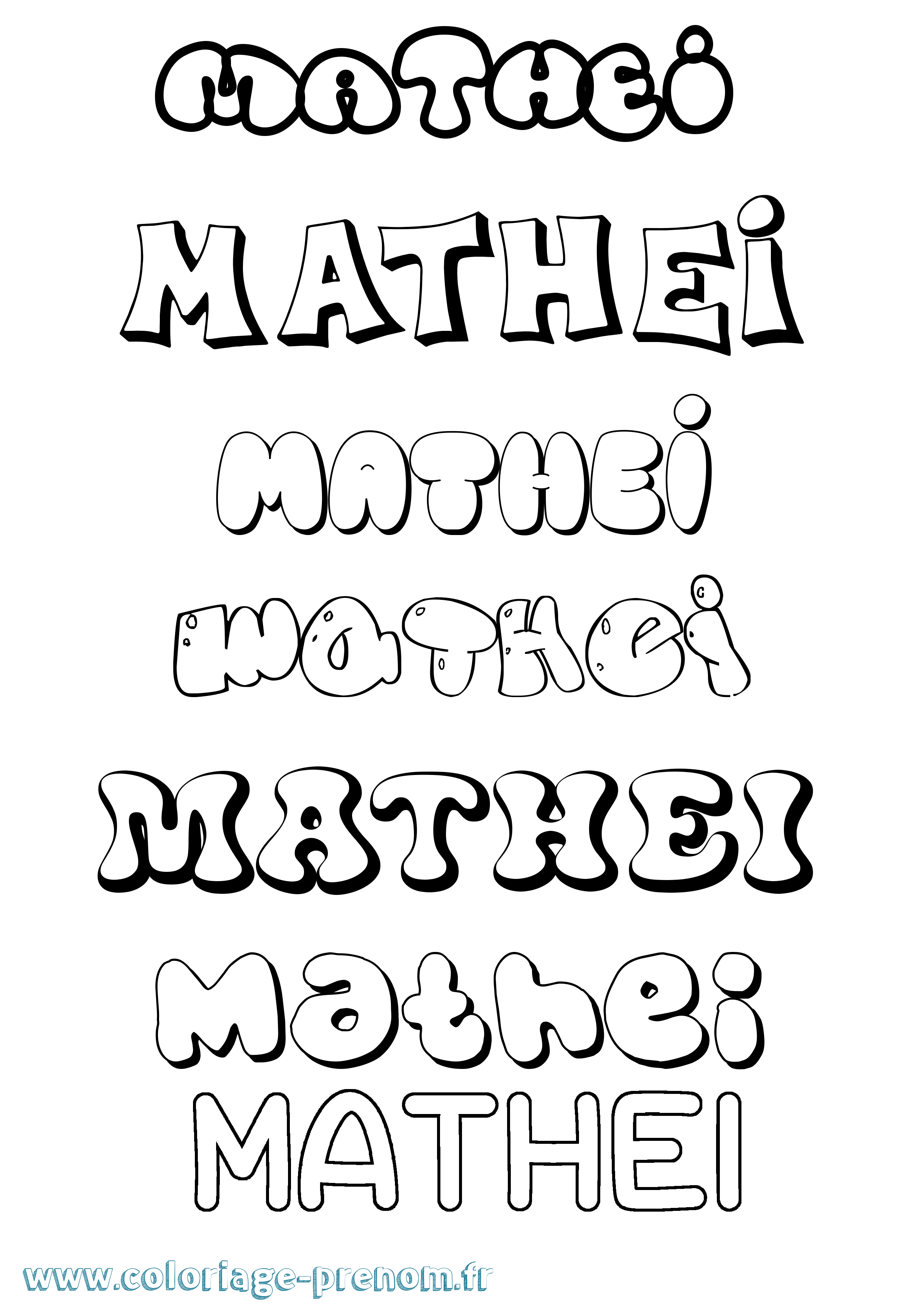 Coloriage Mathei Bubble Coloriage prénom Mathei Bubble