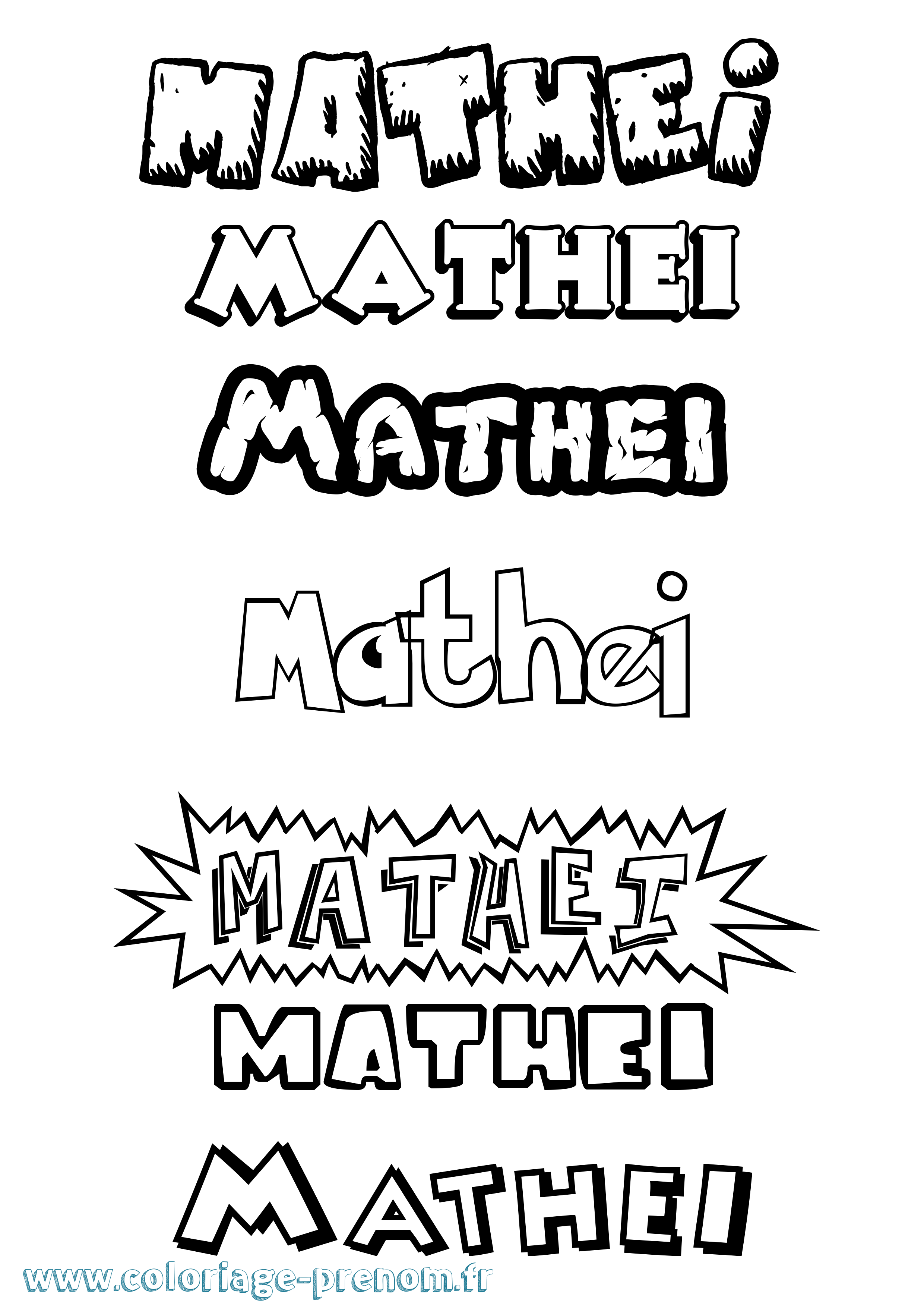 Coloriage prénom Mathei Dessin Animé
