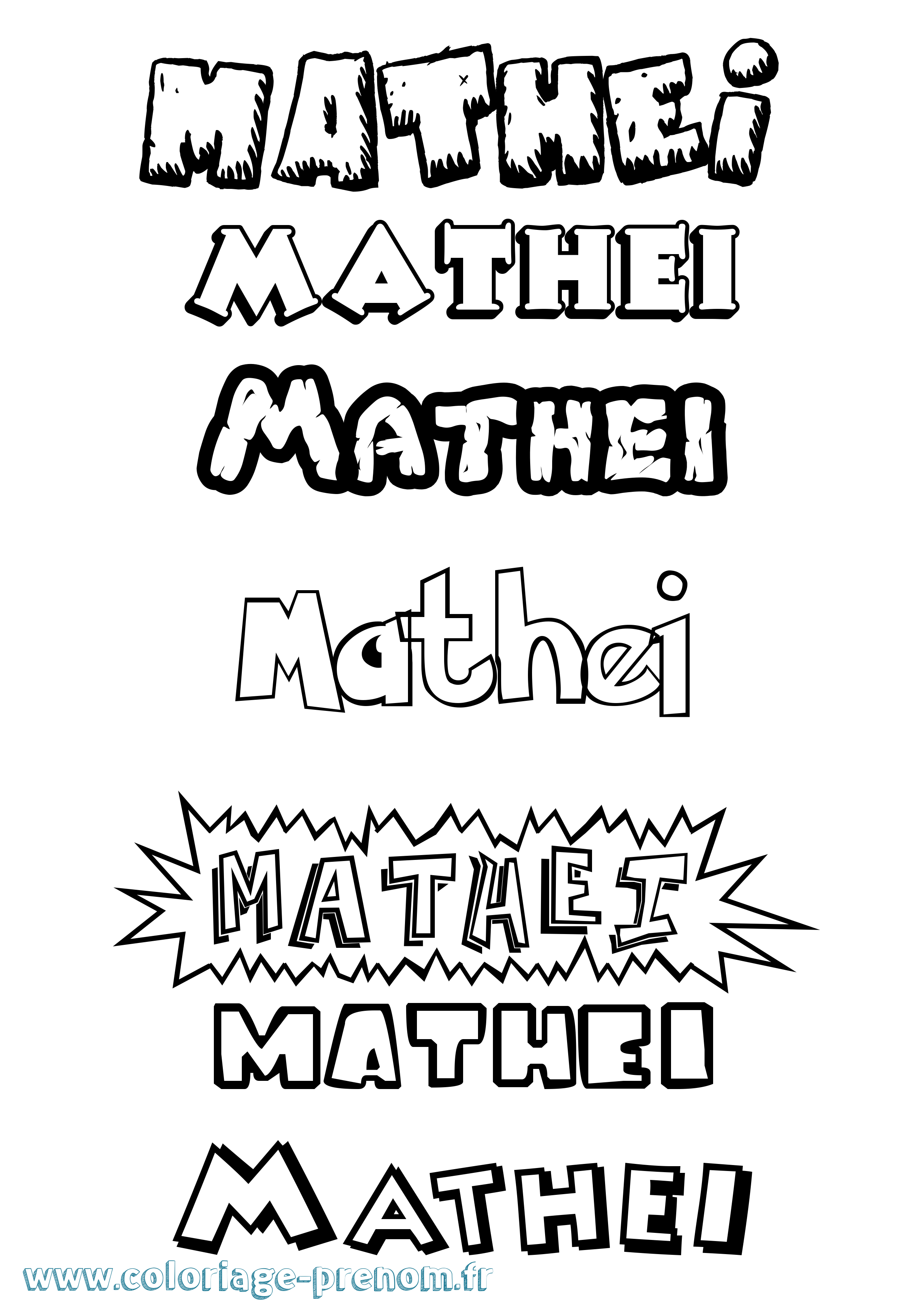 Coloriage Mathei Dessin Animé Coloriage prénom Mathei Dessin Animé