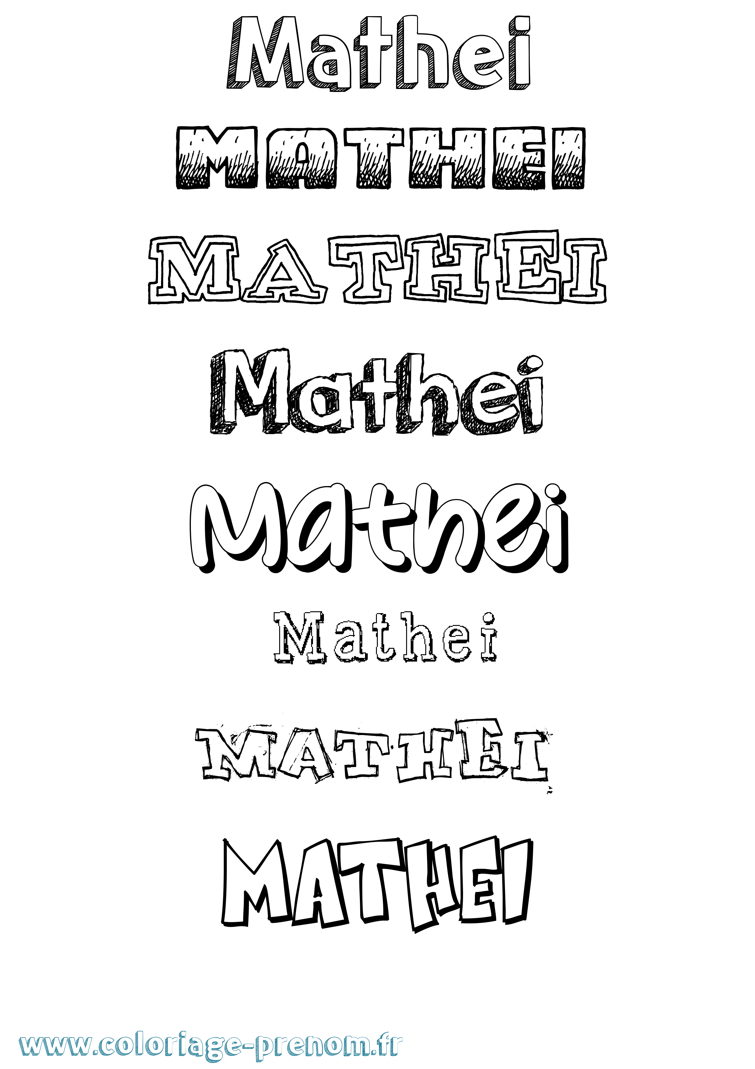 Coloriage Mathei Dessiné Coloriage prénom Mathei Dessiné