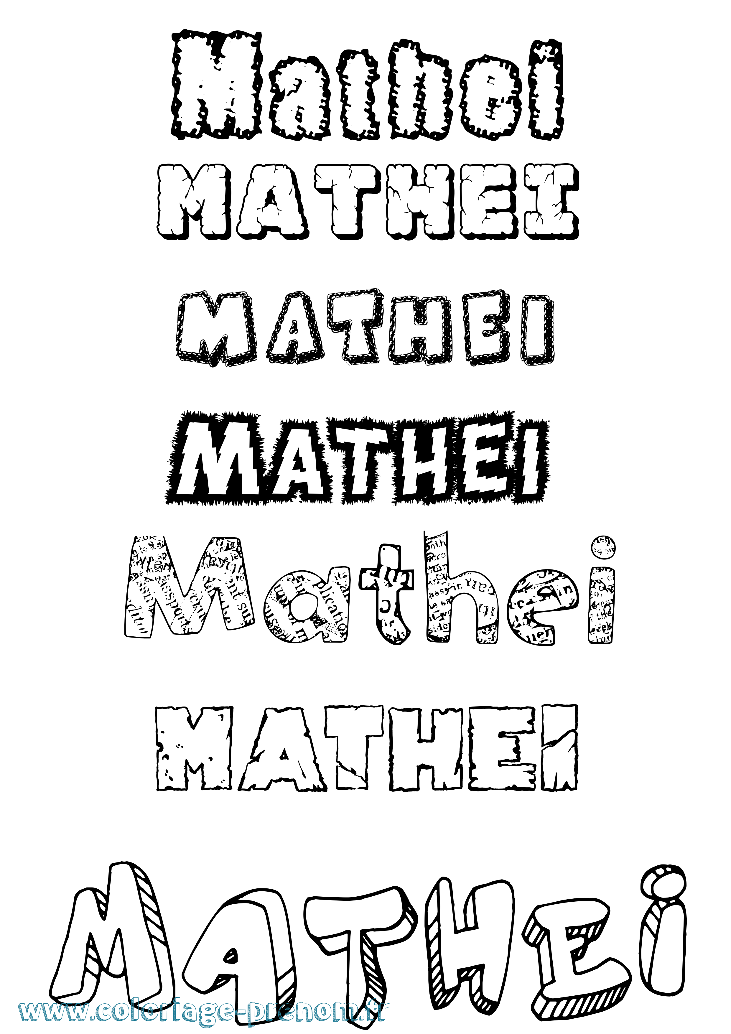 Coloriage Mathei Destructuré Coloriage prénom Mathei Destructuré