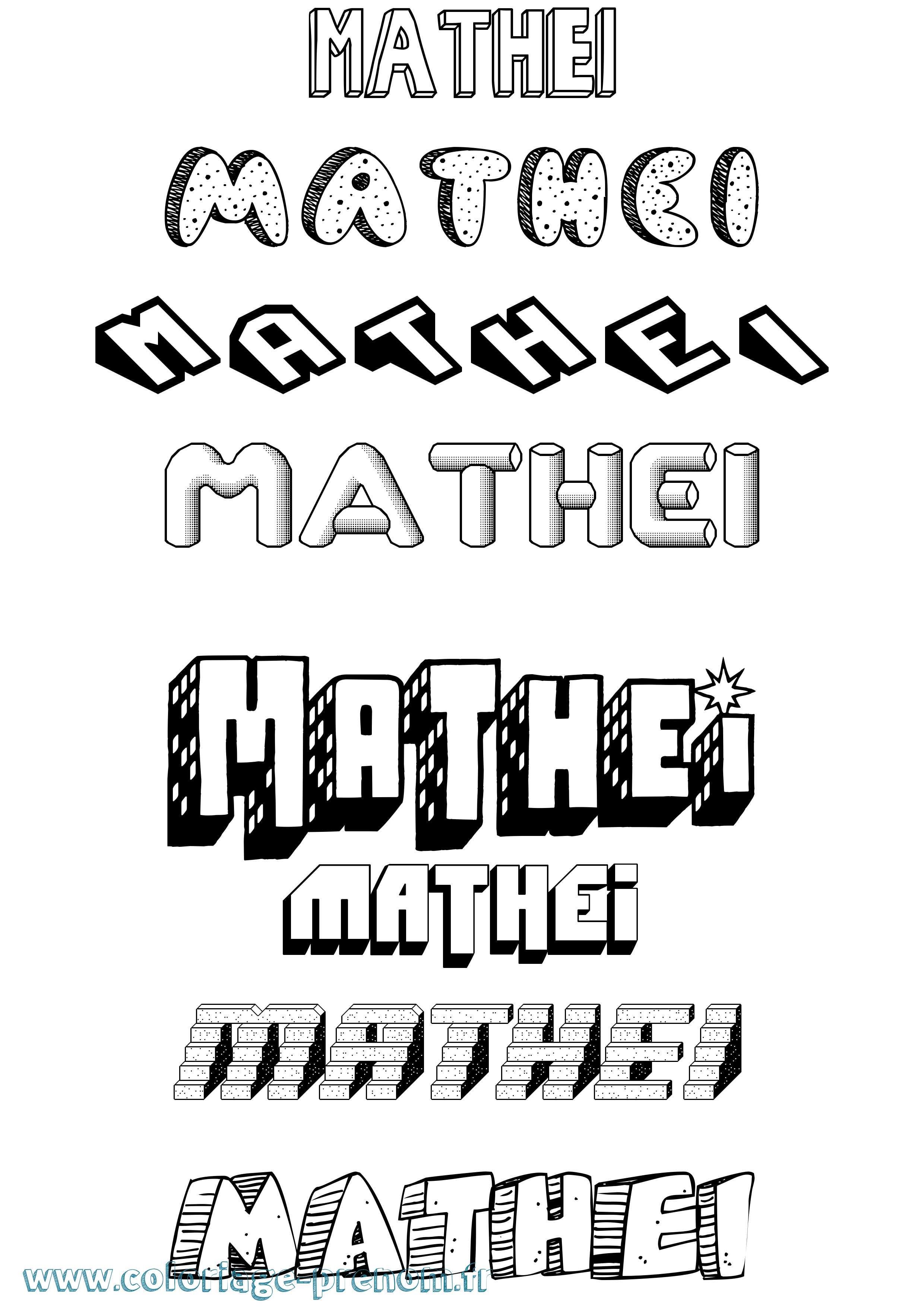 Coloriage Mathei Effet 3D Coloriage prénom Mathei Effet 3D