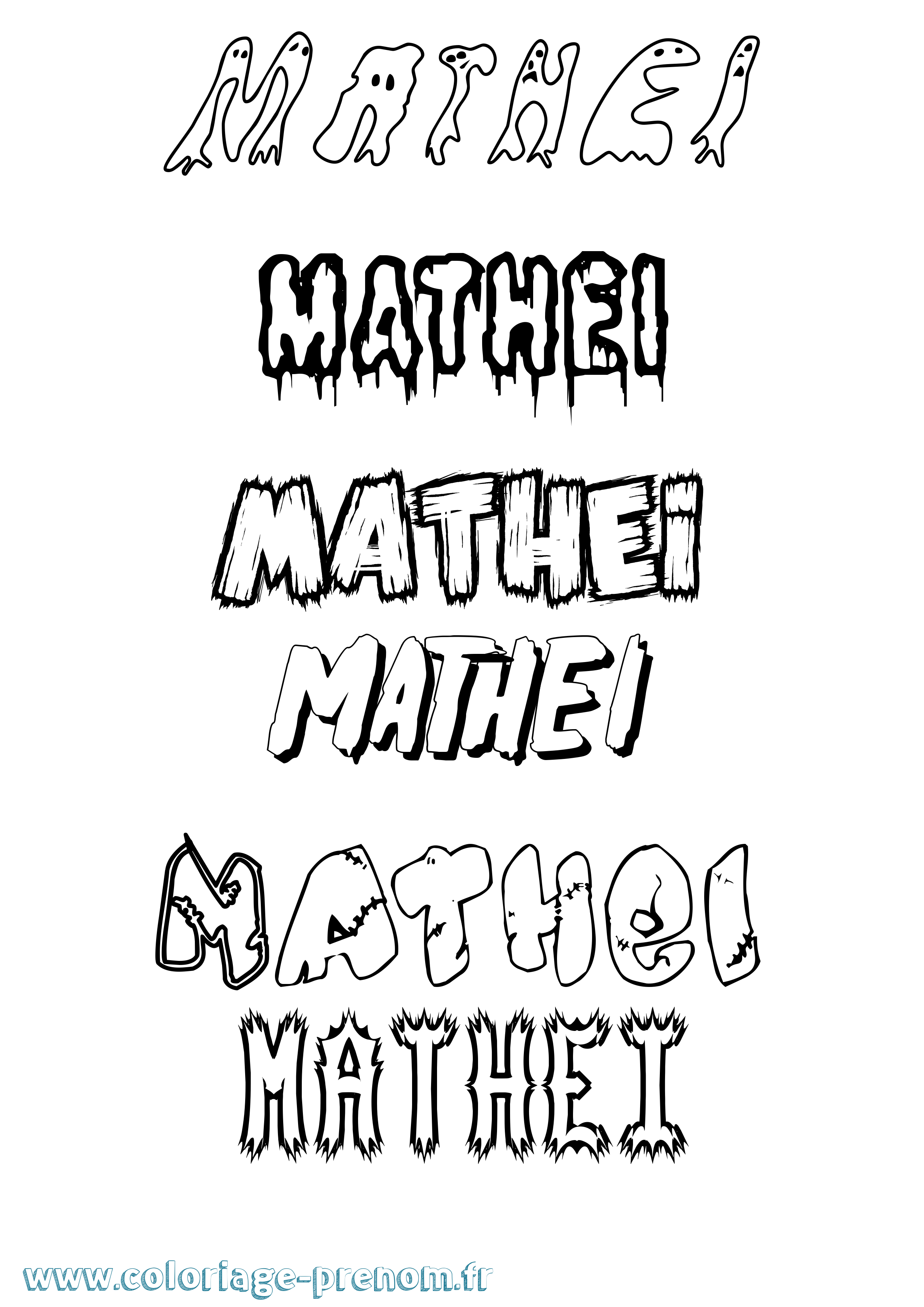 Coloriage Mathei Frisson Coloriage prénom Mathei Frisson