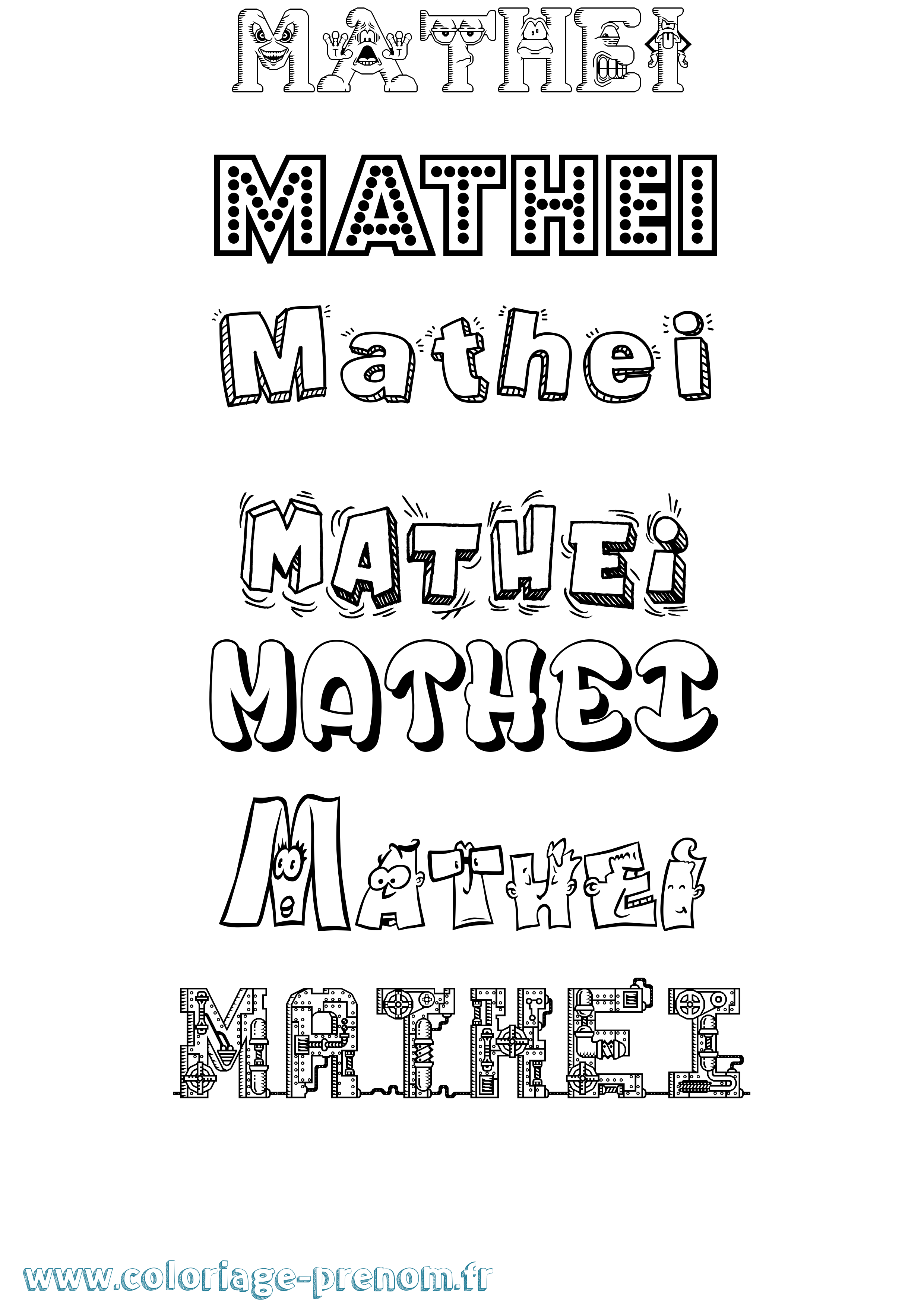 Coloriage Mathei Fun Coloriage prénom Mathei Fun