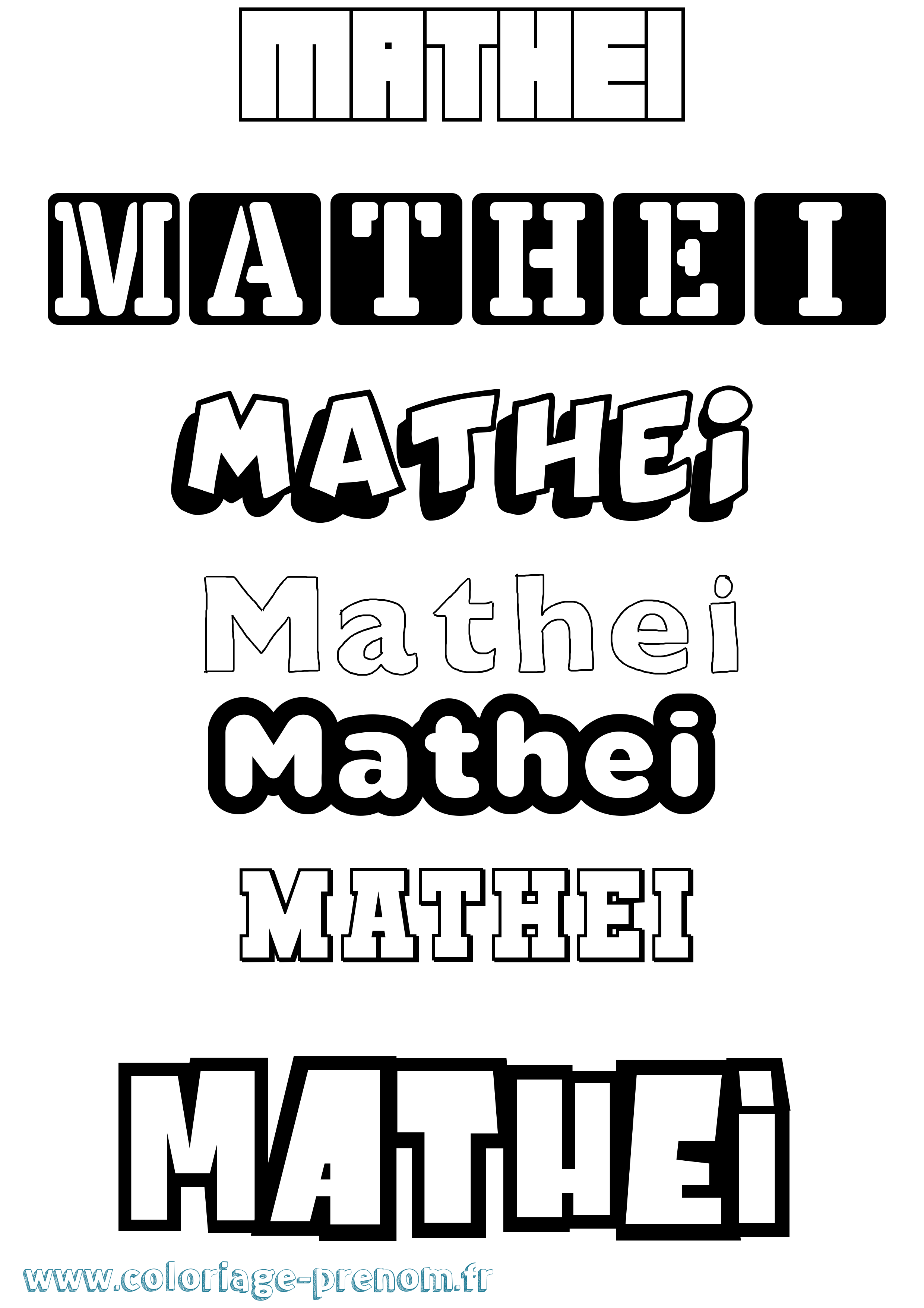 Coloriage prénom Mathei Simple