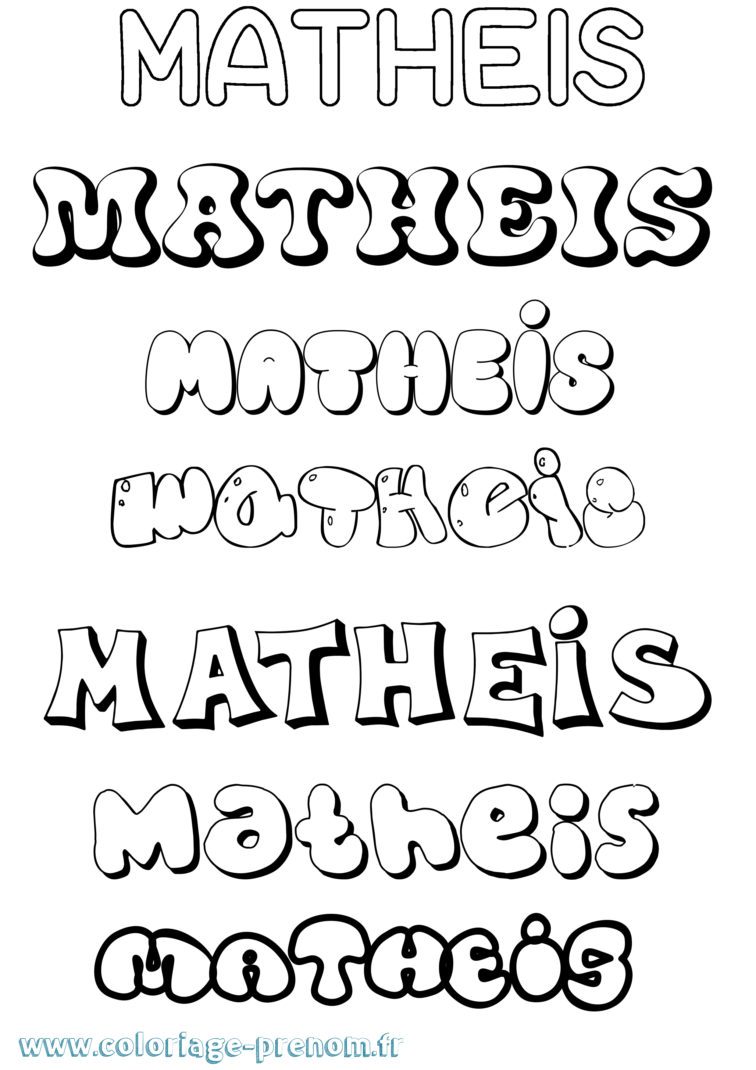 Coloriage Matheis Bubble Coloriage prénom Matheis Bubble