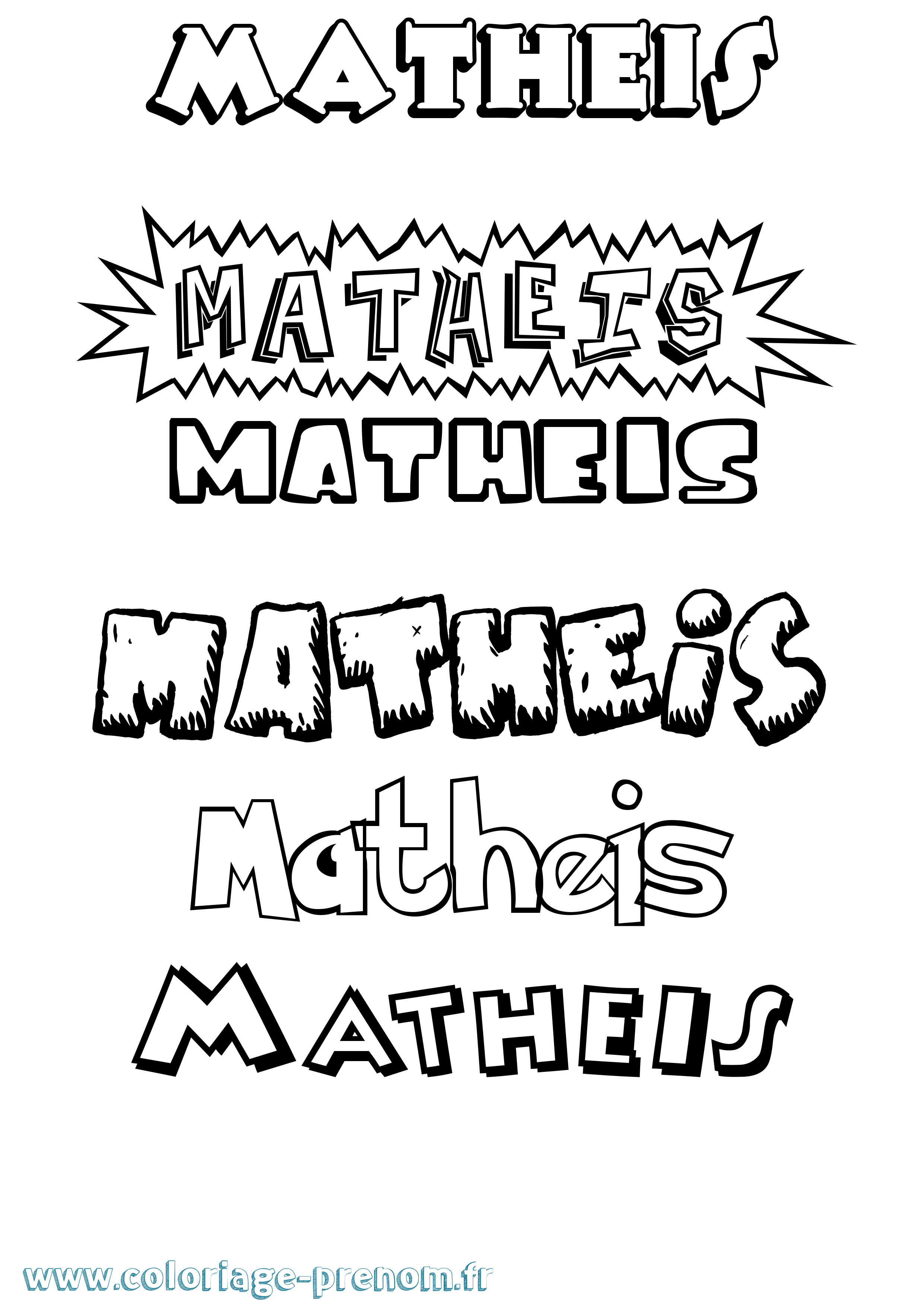 Coloriage Matheis Dessin Animé Coloriage prénom Matheis Dessin Animé