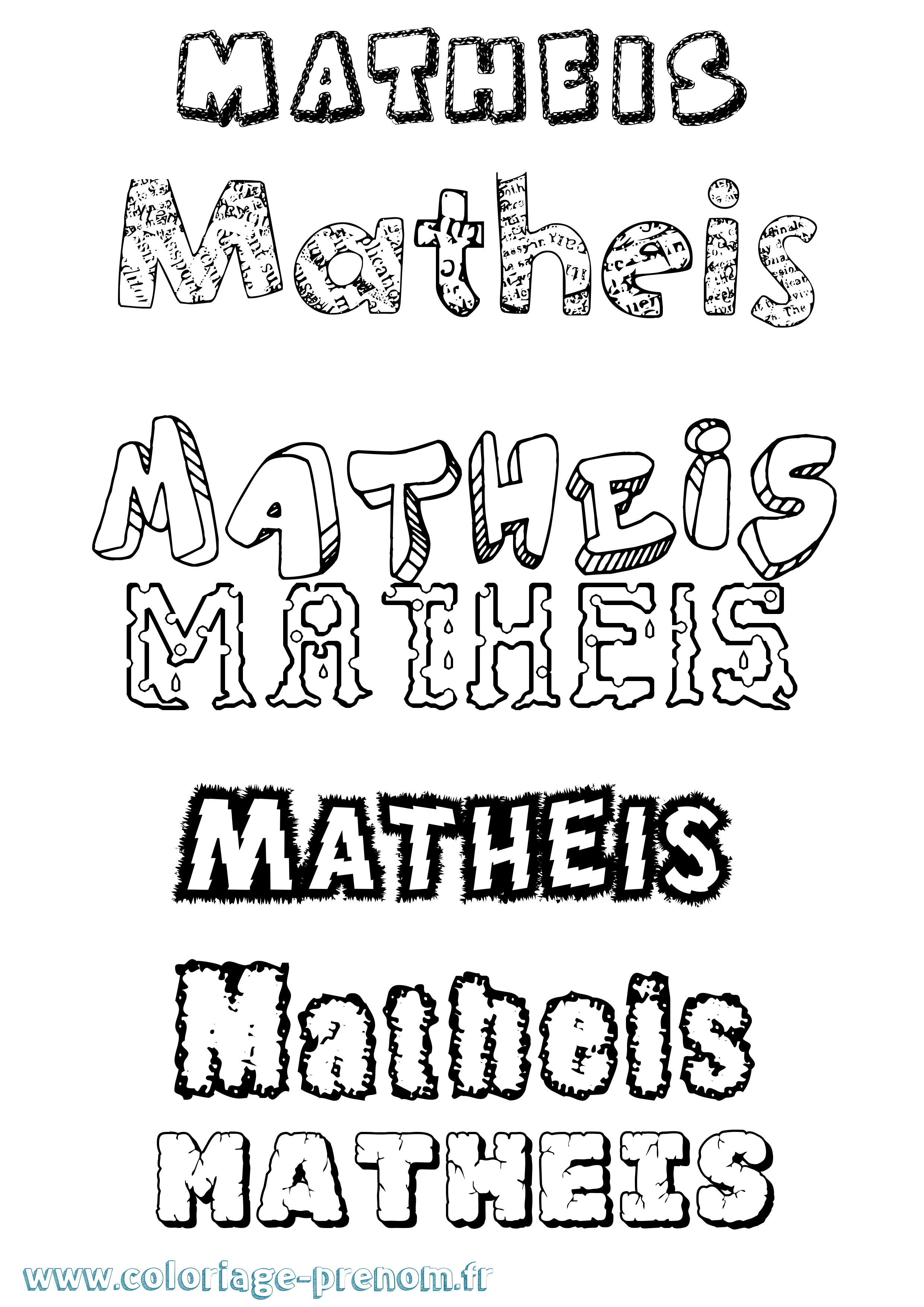 Coloriage Matheis Destructuré Coloriage prénom Matheis Destructuré
